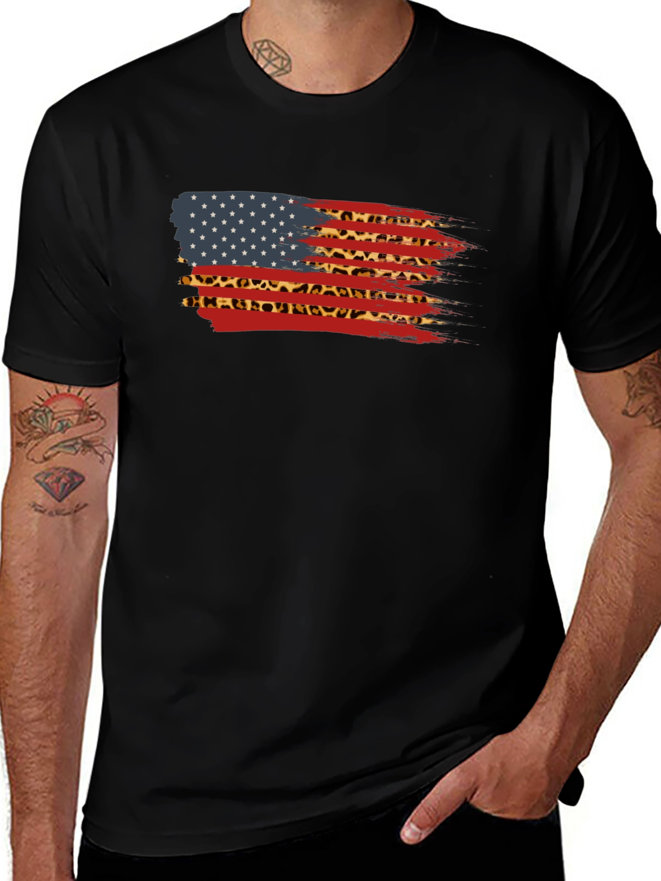 American Flag Leopard Print T-Shirt