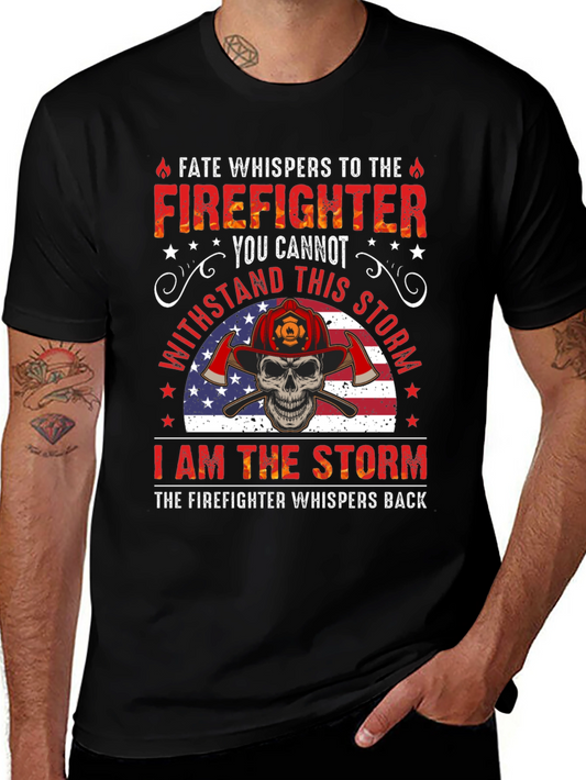 Firefighter Skull Graphic T-Shirt