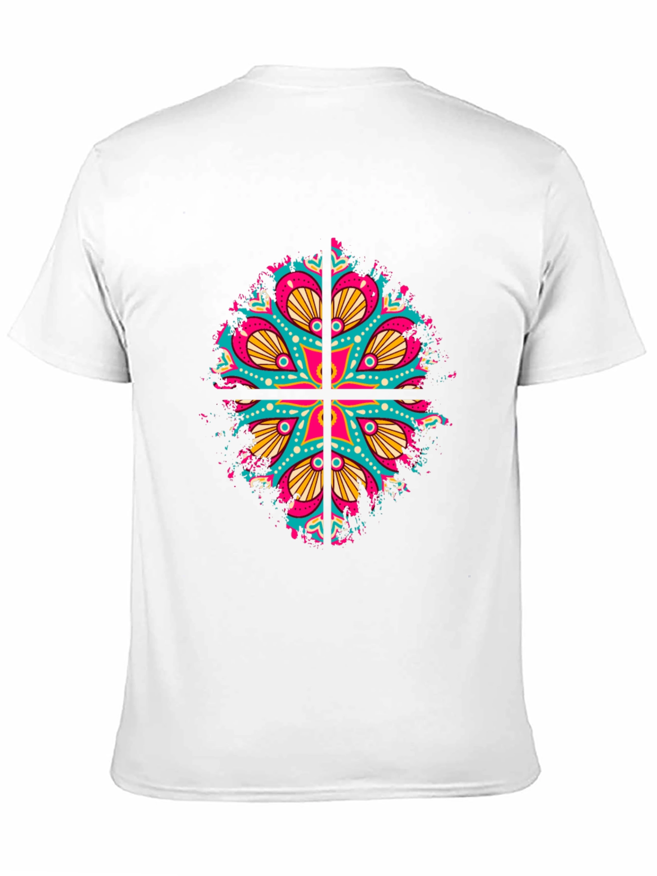 Vibrant Mandala Graphic Print Mens Black T-Shirt