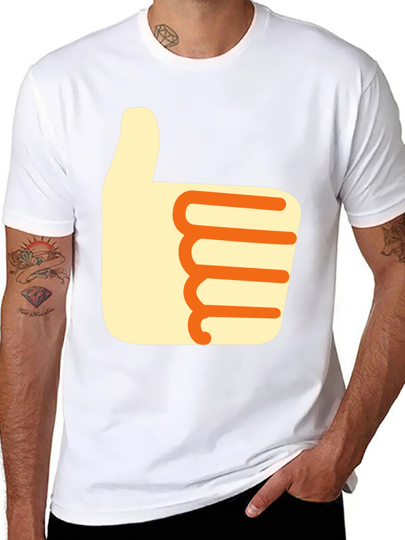 Thumbs Up Graphic Tee - Casual Black T-Shirt