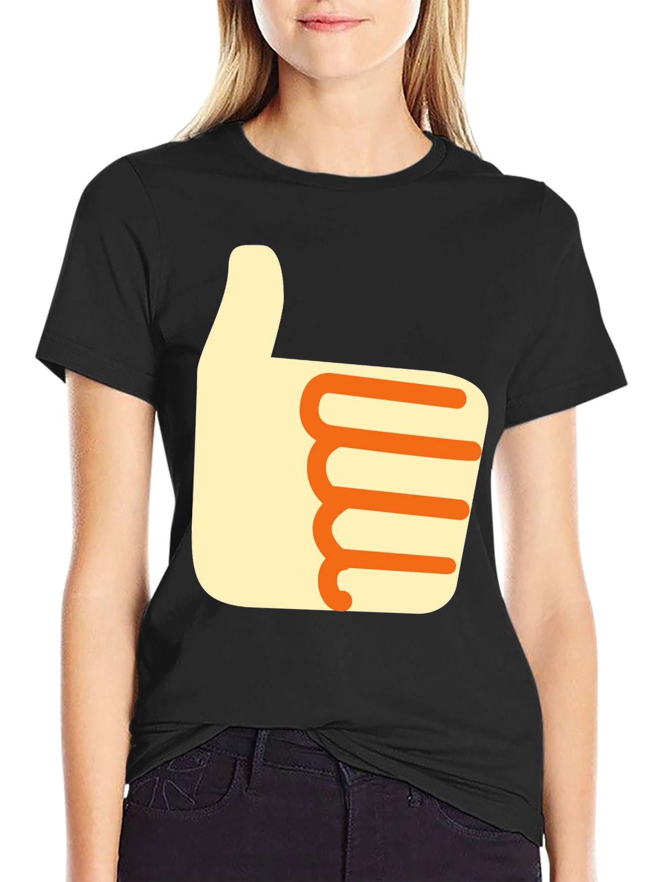 Thumbs Up Graphic Tee - Casual Black T-Shirt