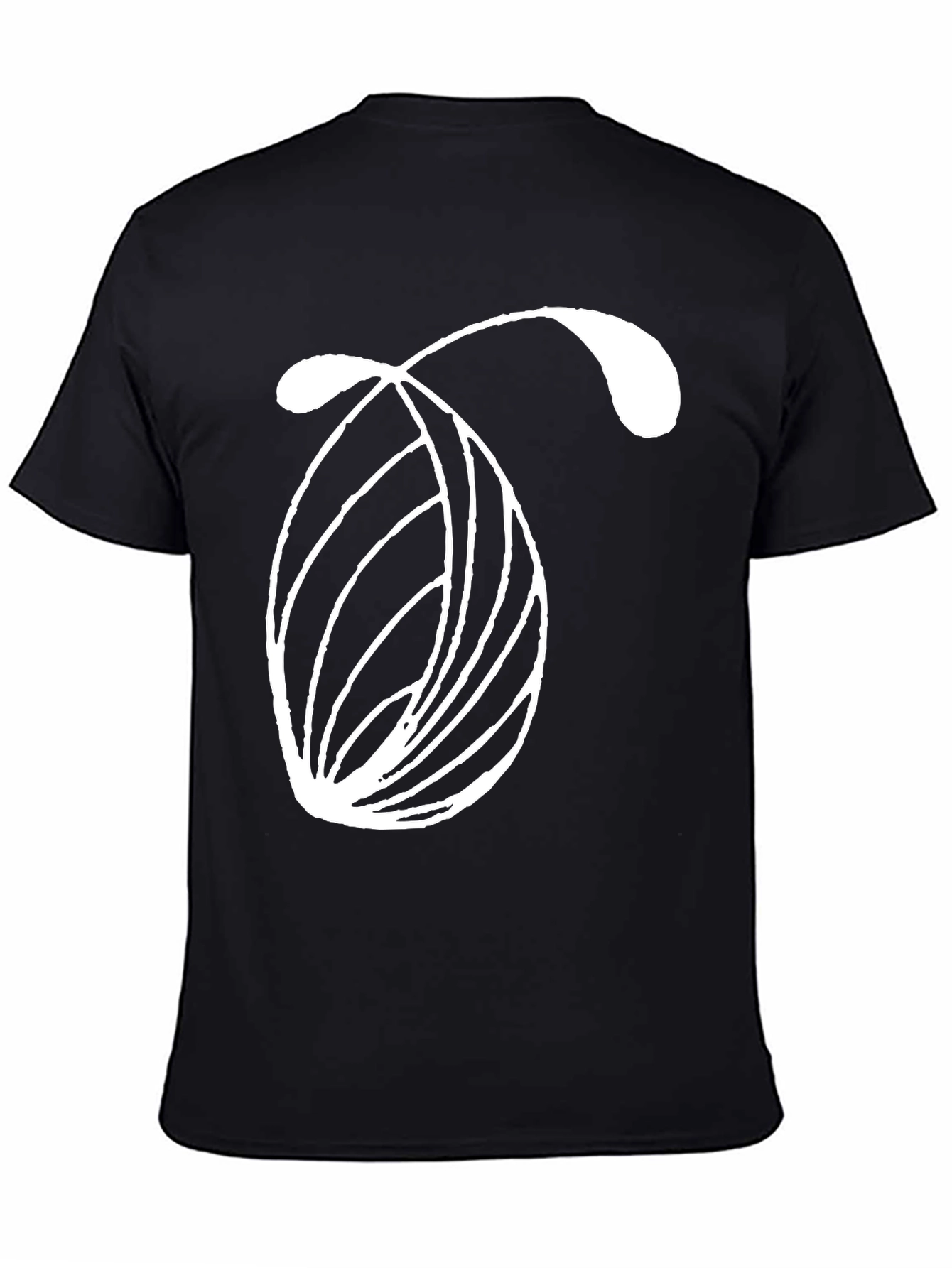 Abstract White Design on Black Tee