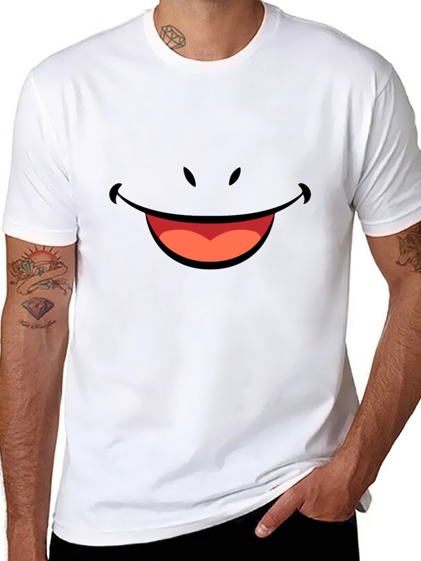 Smiley Face Graphic Tee - Black Comfort Fit