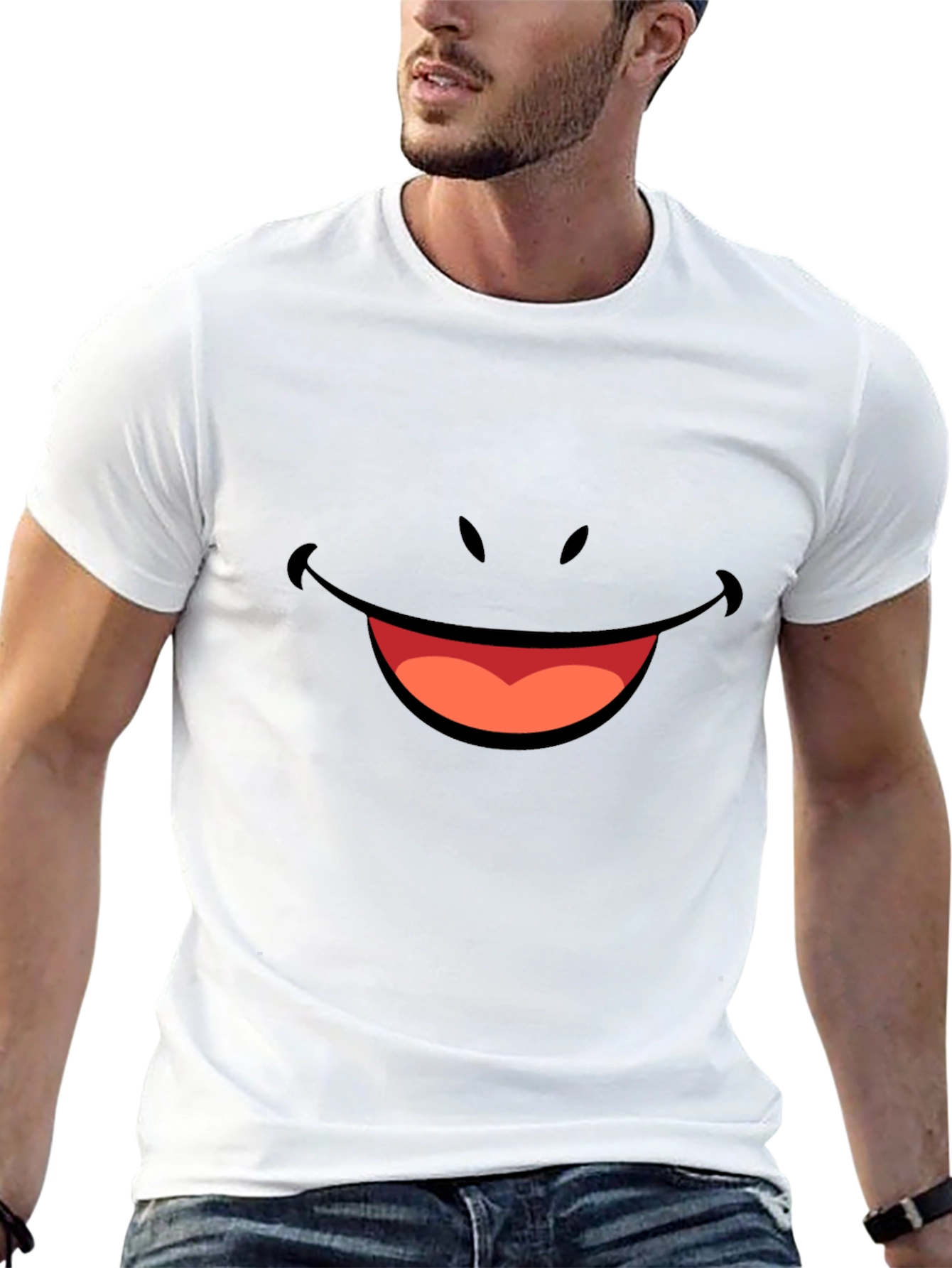 Smiley Face Graphic Tee - Black Comfort Fit