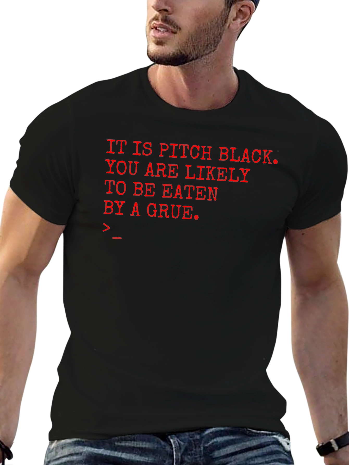 Pitch Black Grue T-Shirt - Classic Text Adventure