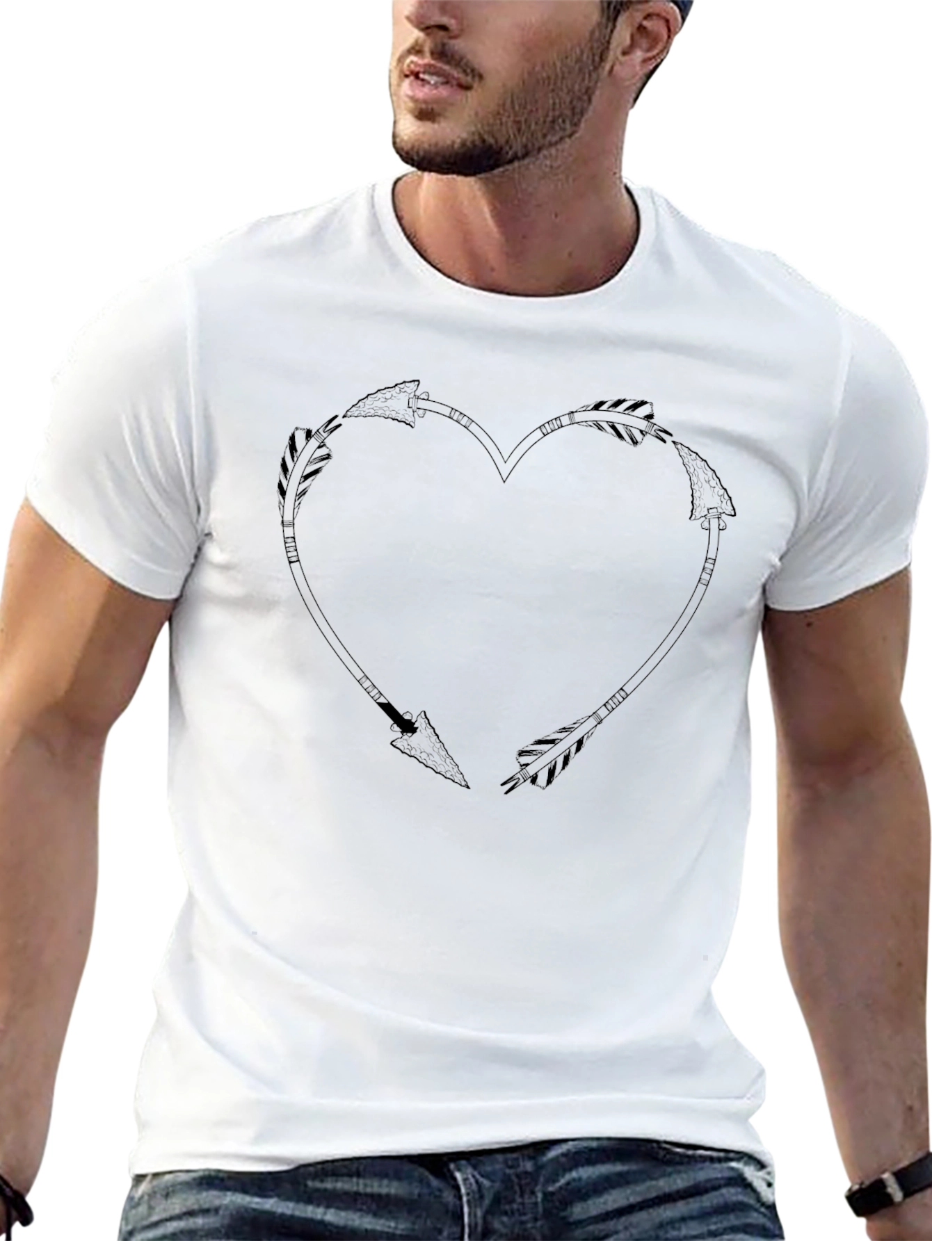 Arrow Heart Graphic Tee - Black Casual T-Shirt