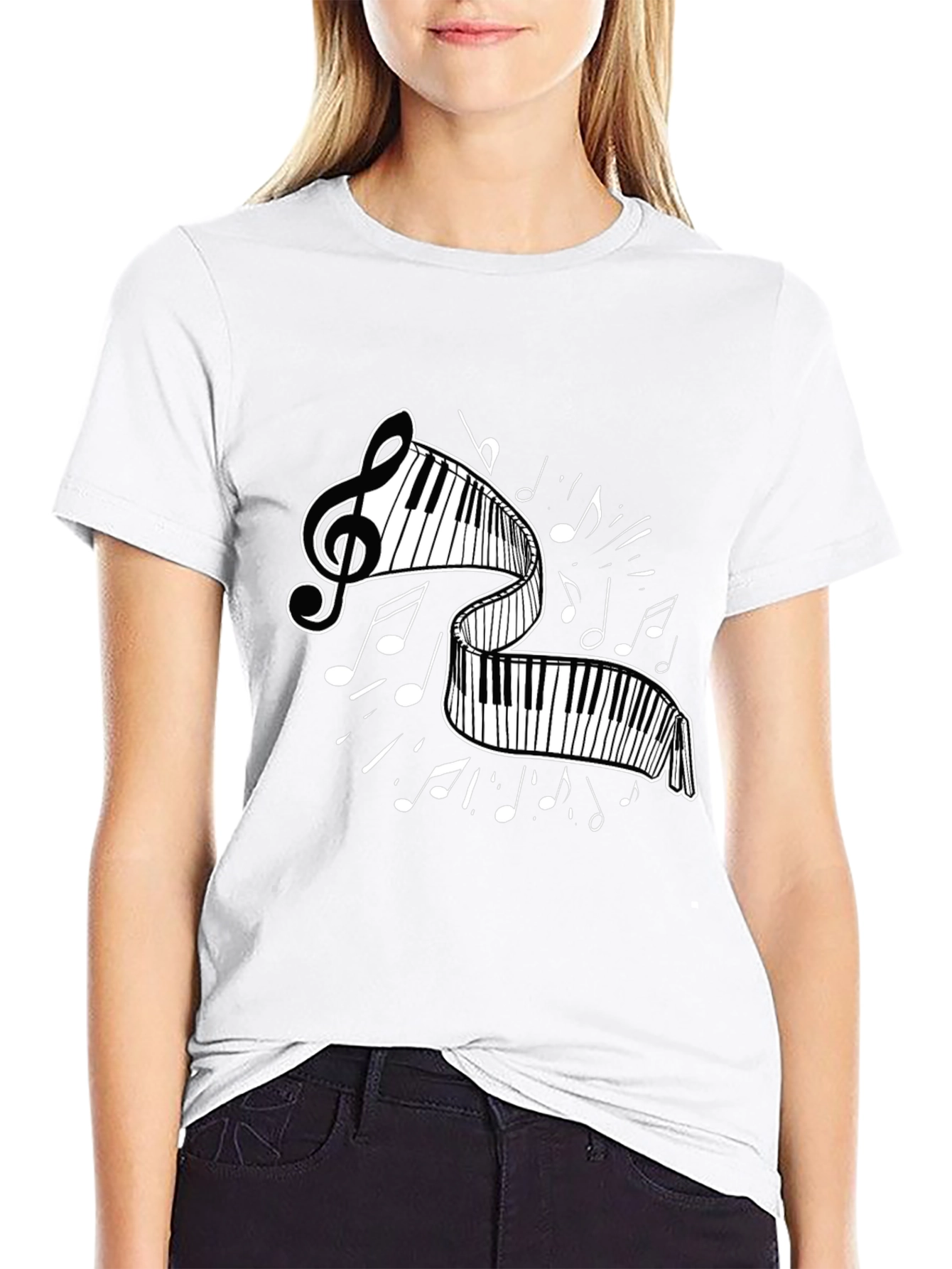 Musical Keyboard T-Shirt - Unique Treble Clef Design