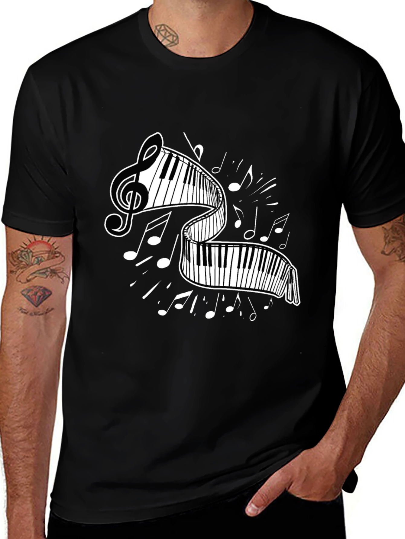 Musical Keyboard T-Shirt - Unique Treble Clef Design