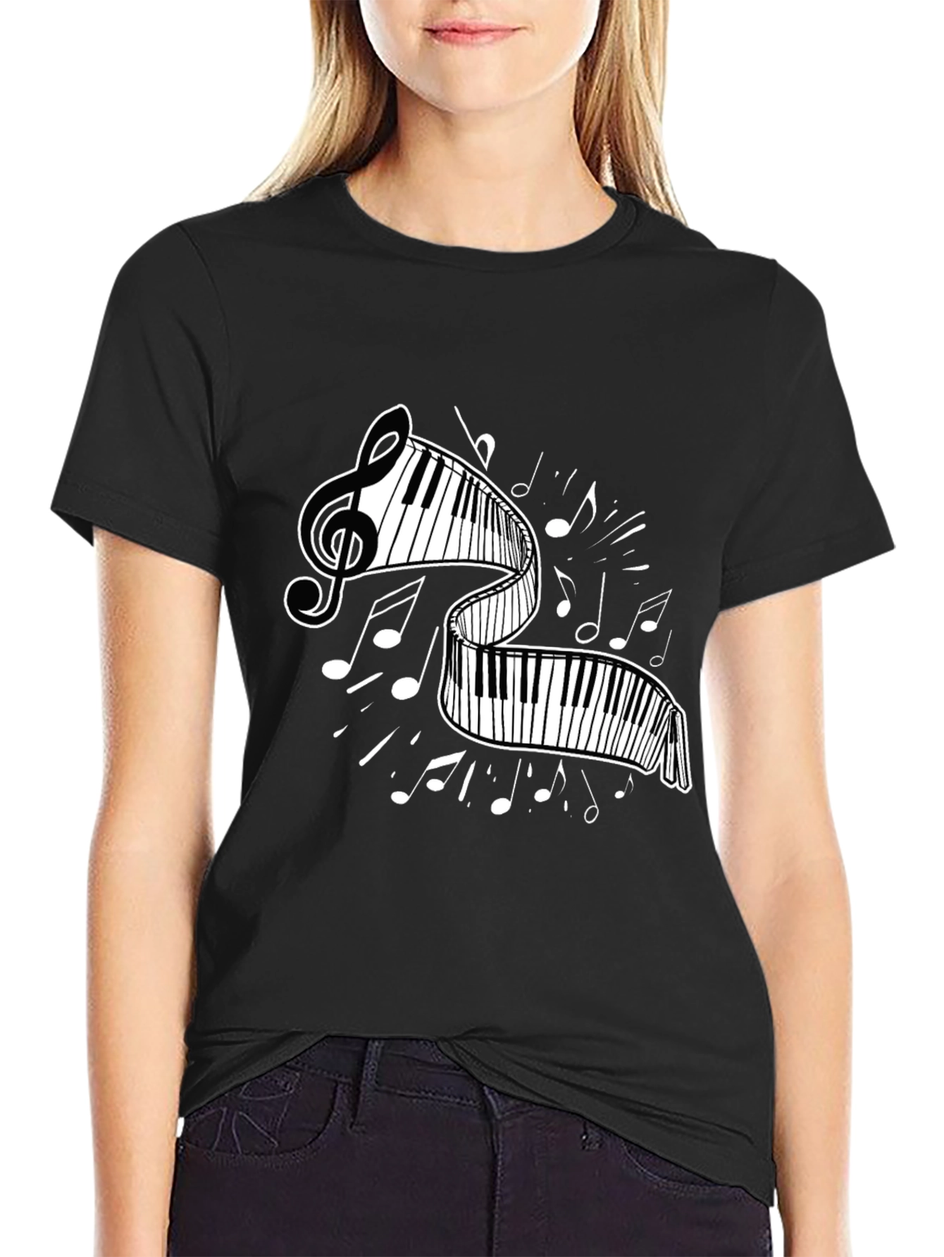 Musical Keyboard T-Shirt - Unique Treble Clef Design