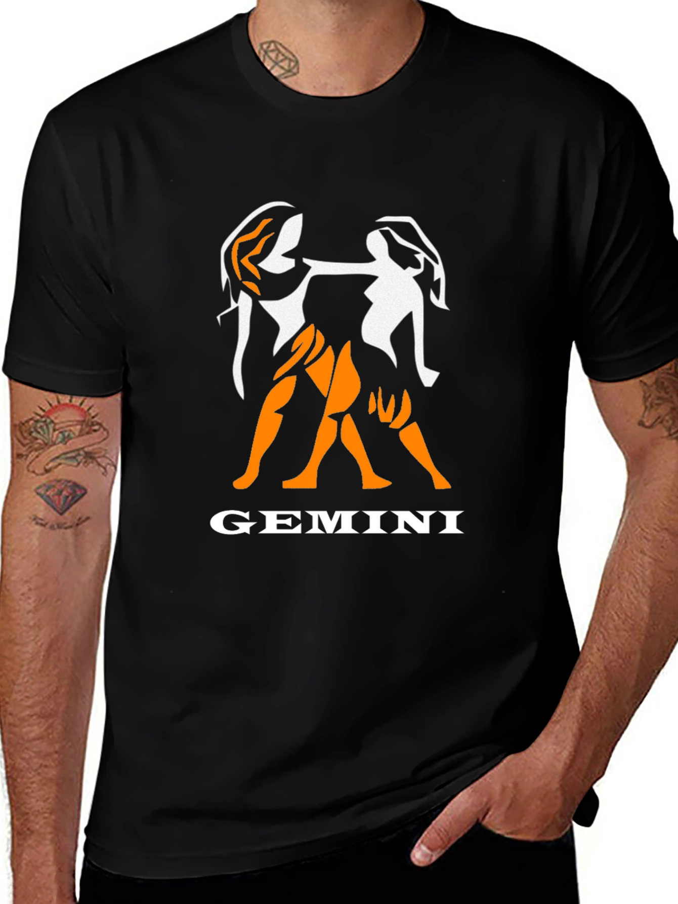 Gemini Zodiac Graphic Tee - Black