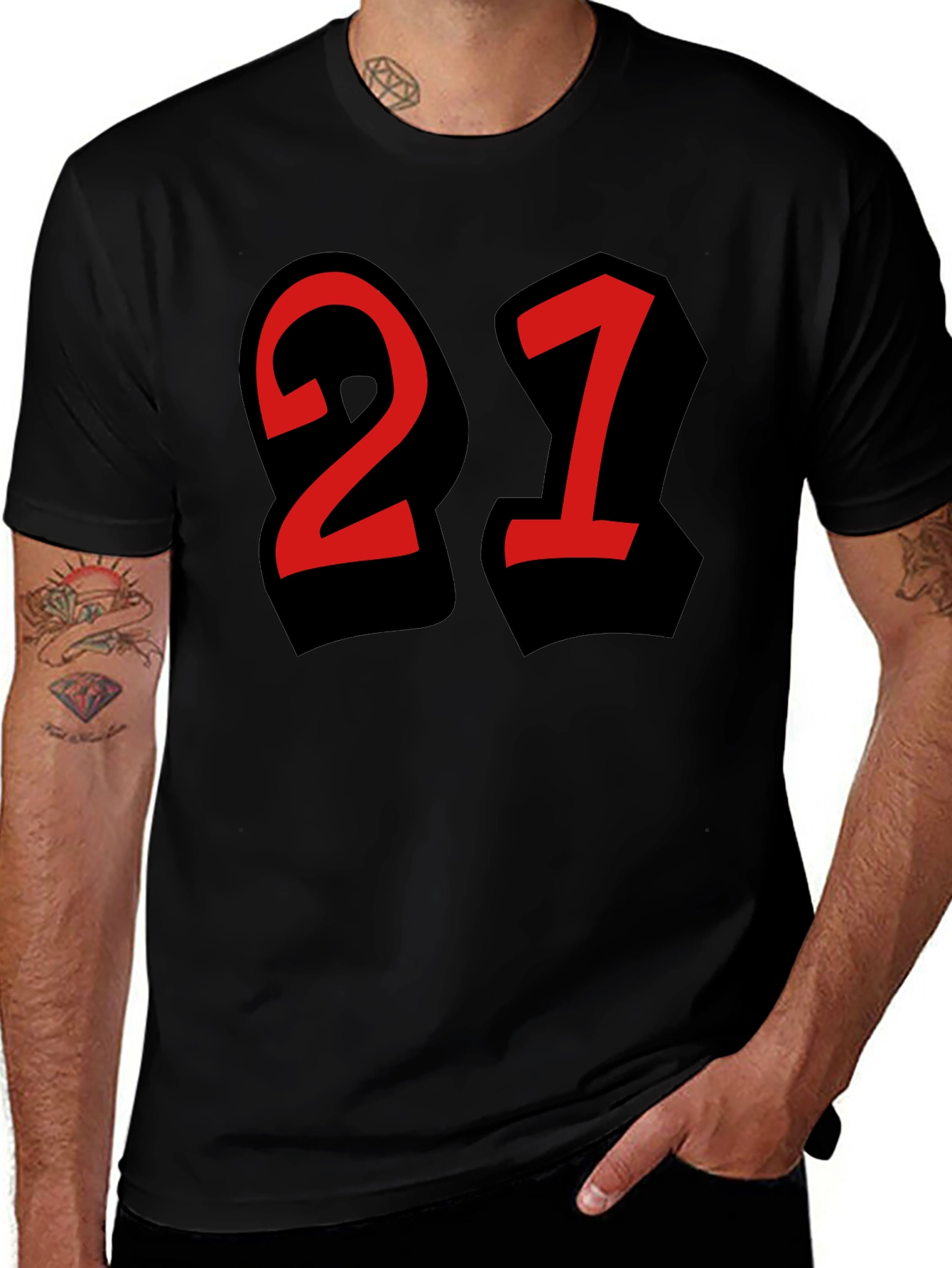 Bold 21 Graphic Tee - Black Crew Neck T-Shirt