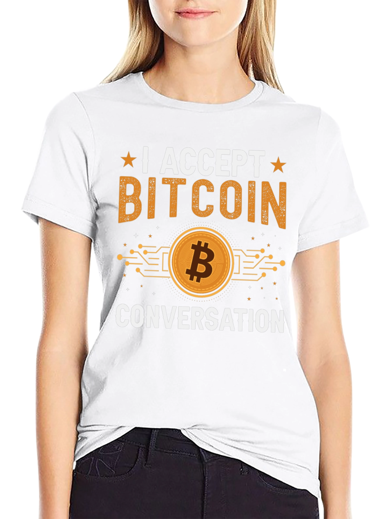 I Accept Bitcoin Conversation T-Shirt