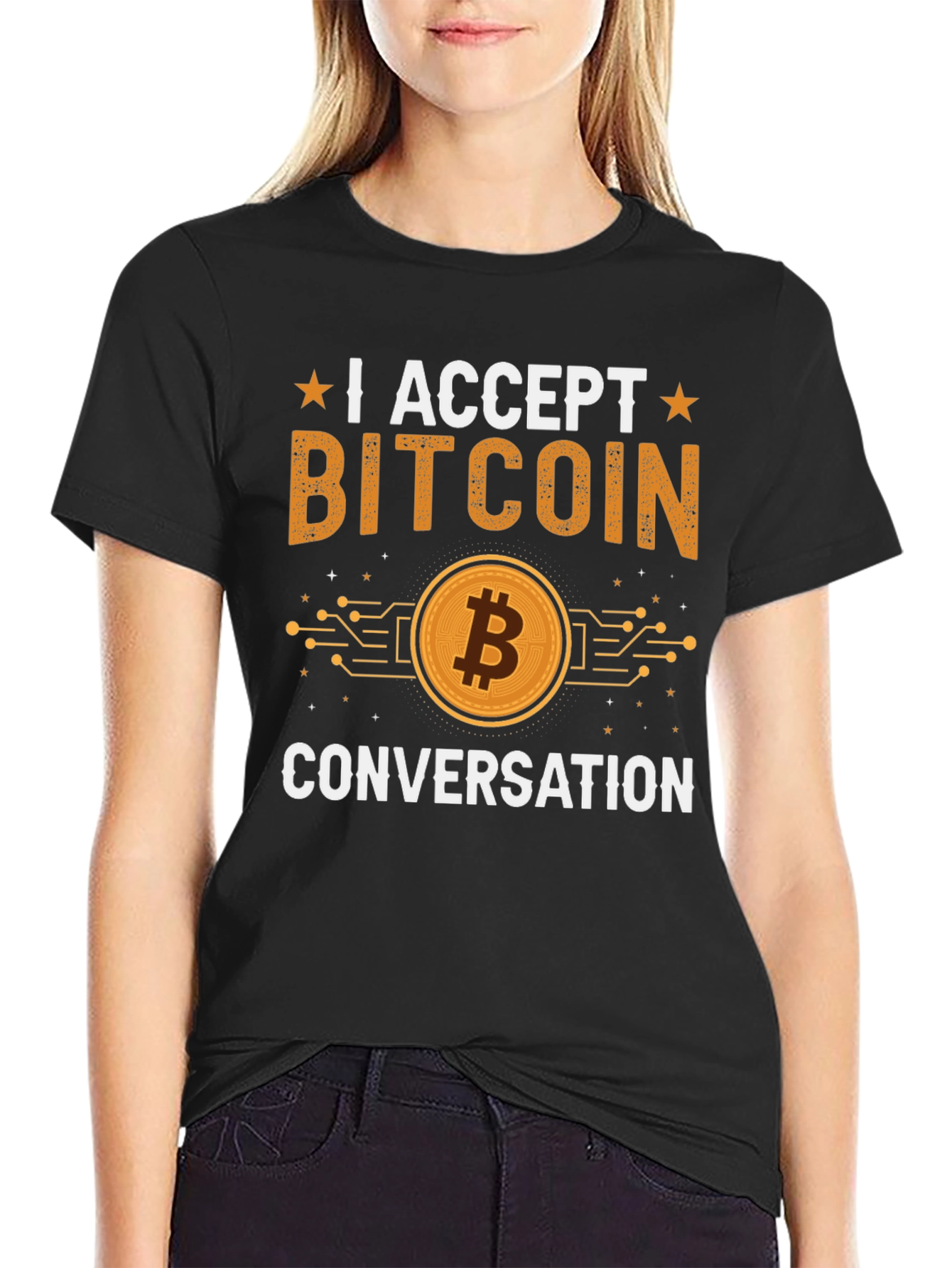 I Accept Bitcoin Conversation T-Shirt