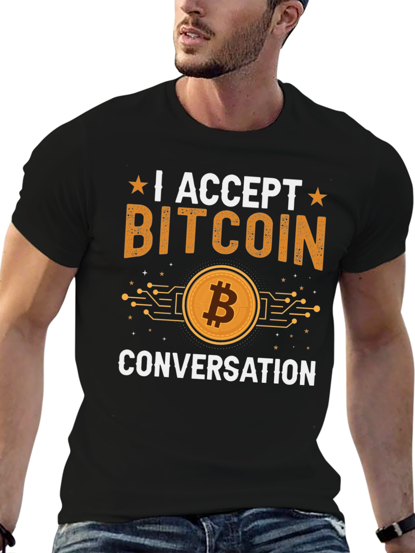 I Accept Bitcoin Conversation T-Shirt