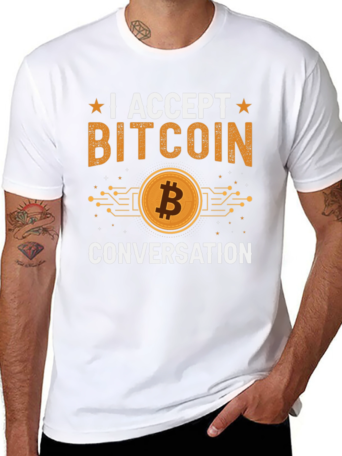 I Accept Bitcoin Conversation T-Shirt