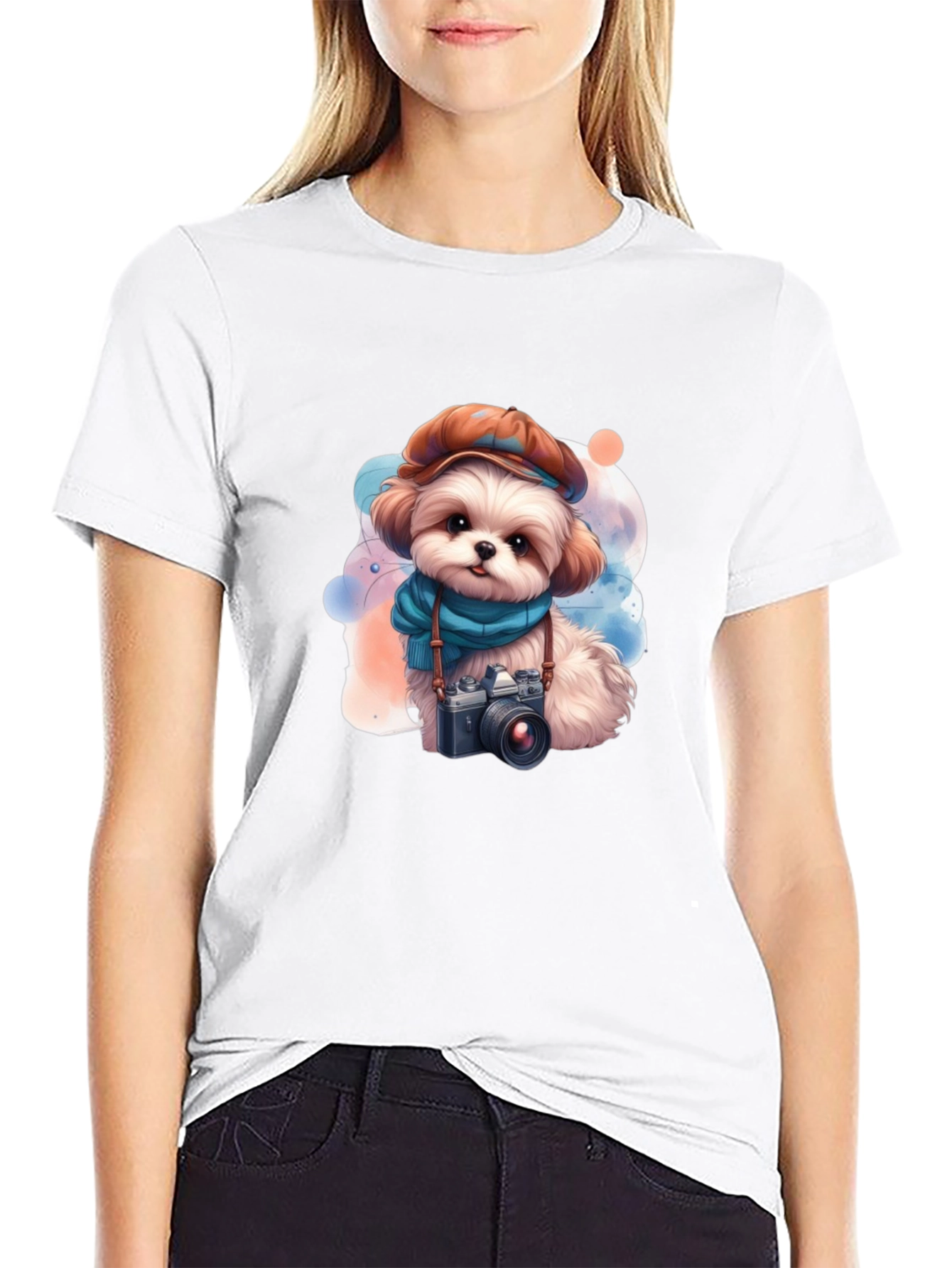 Cute Dog Photographer T-Shirt - Black