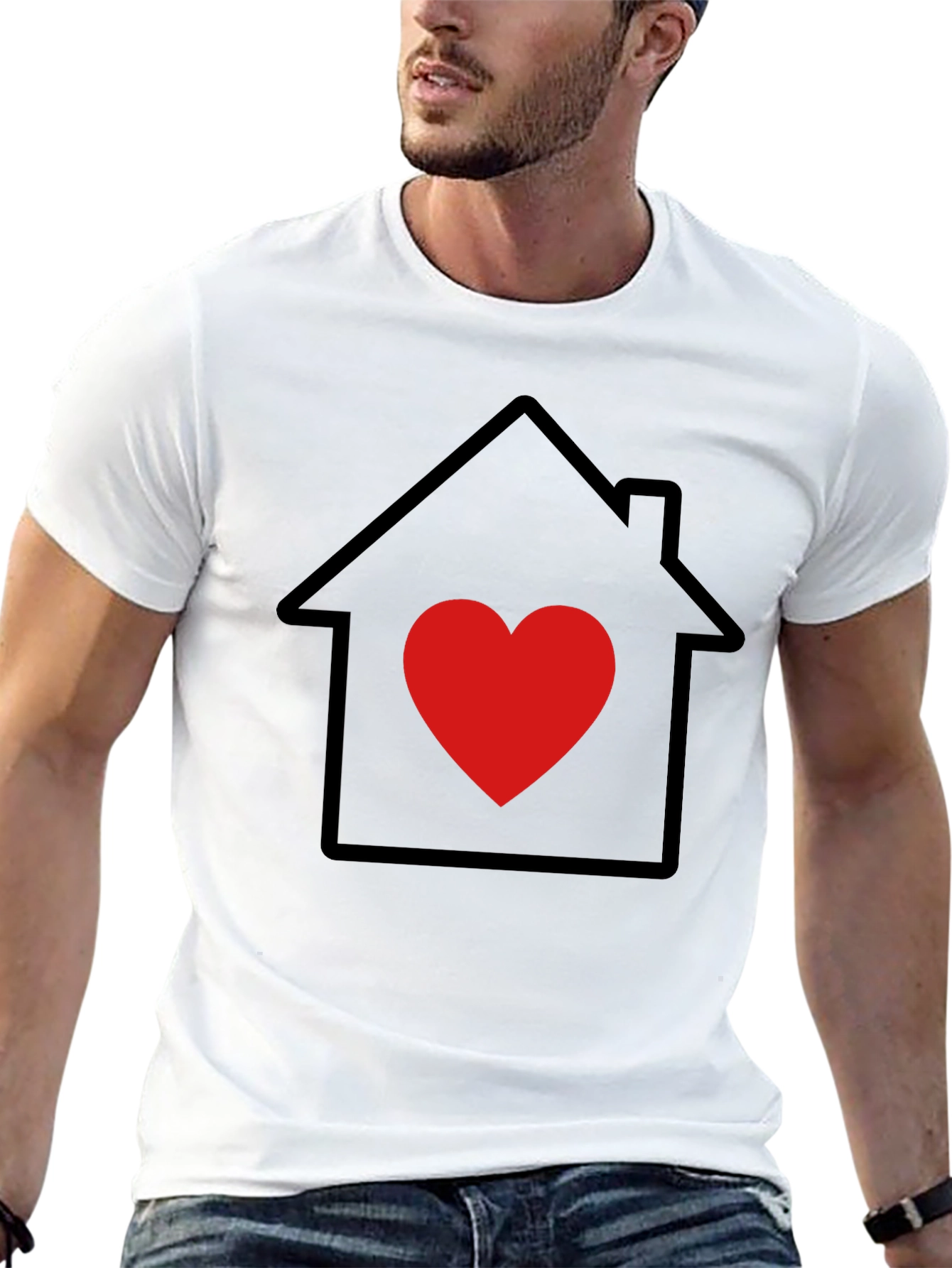 Home Heart T-Shirt - Black Casual Tee