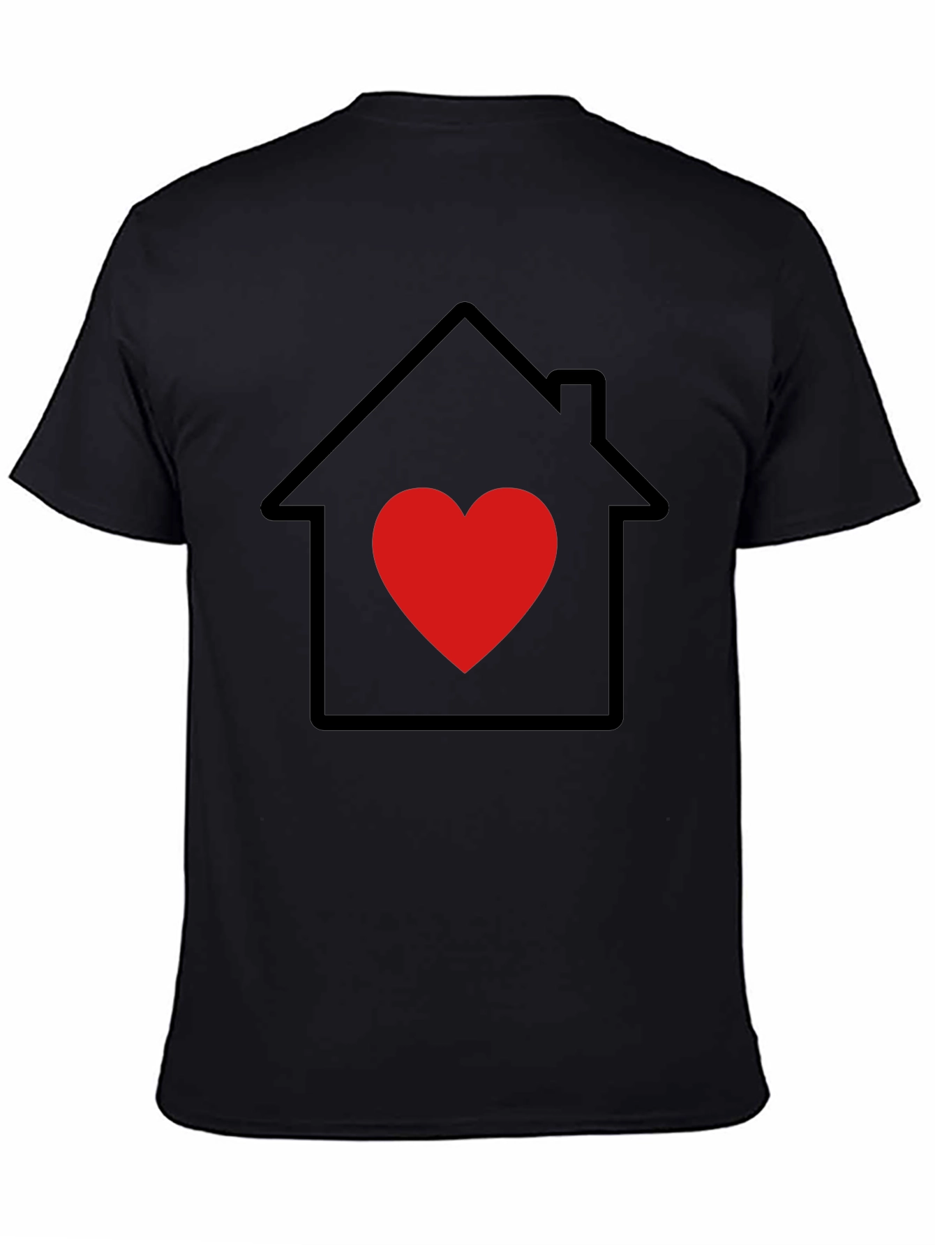 Home Heart T-Shirt - Black Casual Tee
