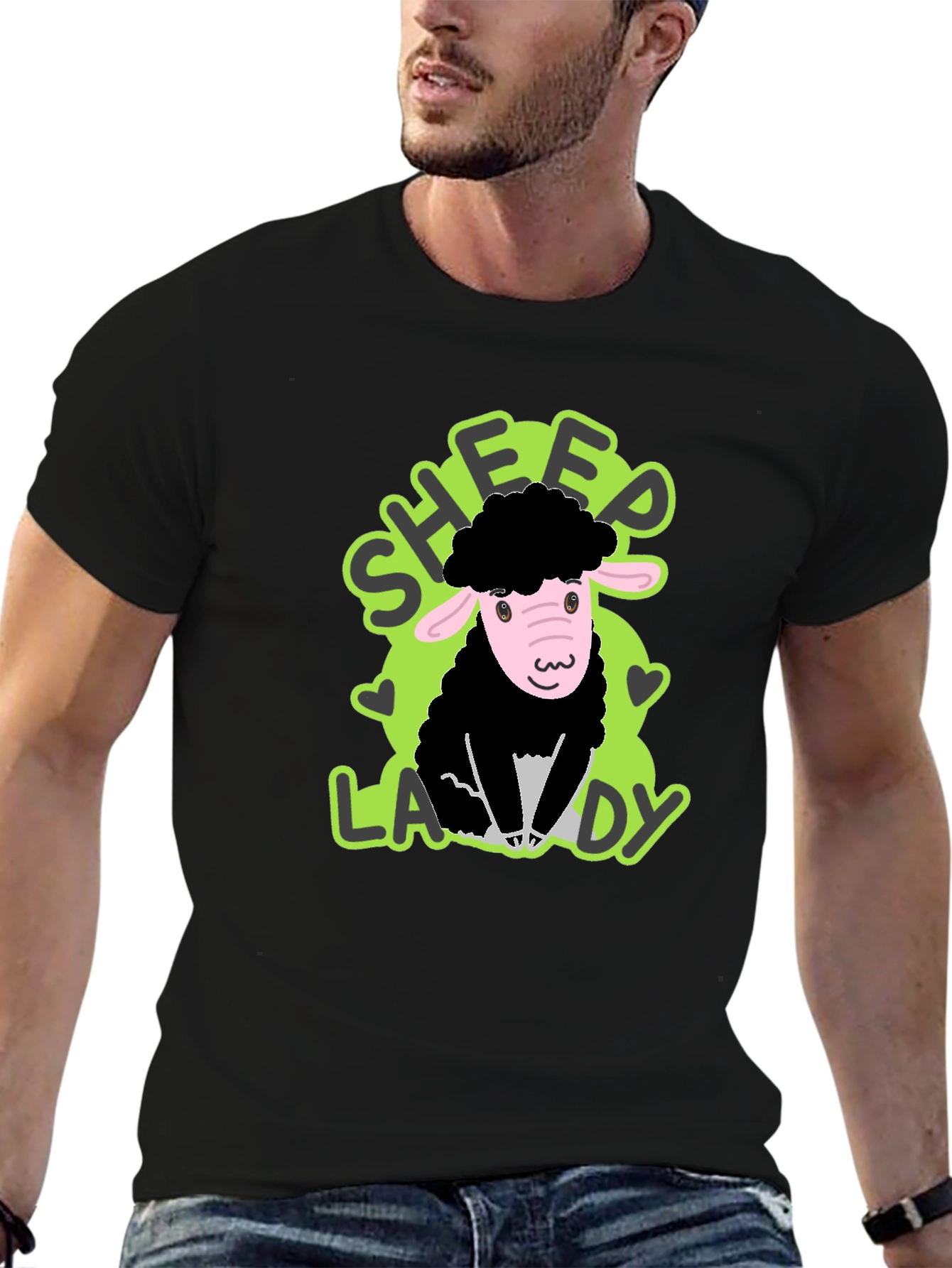 Sheep Lady Black T-Shirt