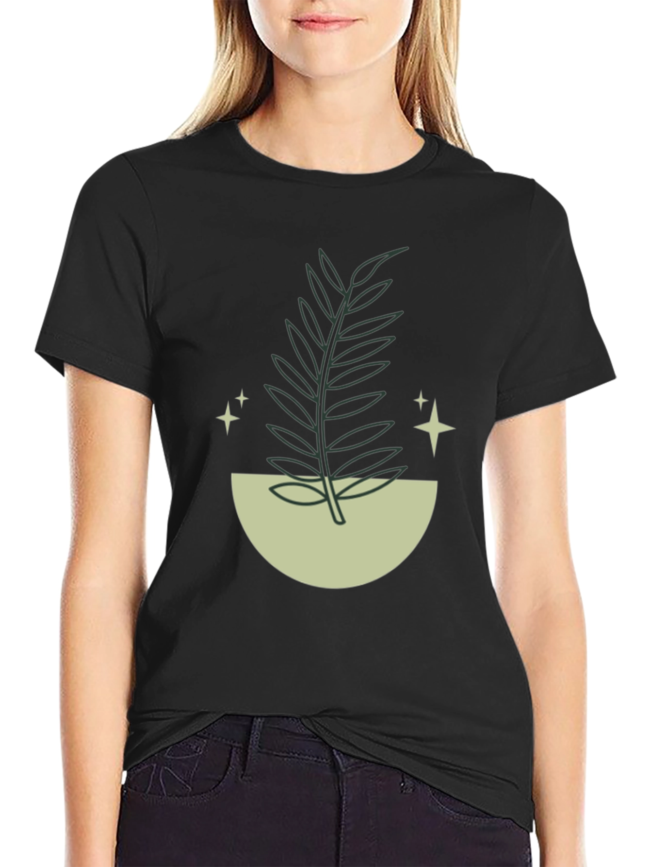 Minimalist Plant Graphic T-Shirt