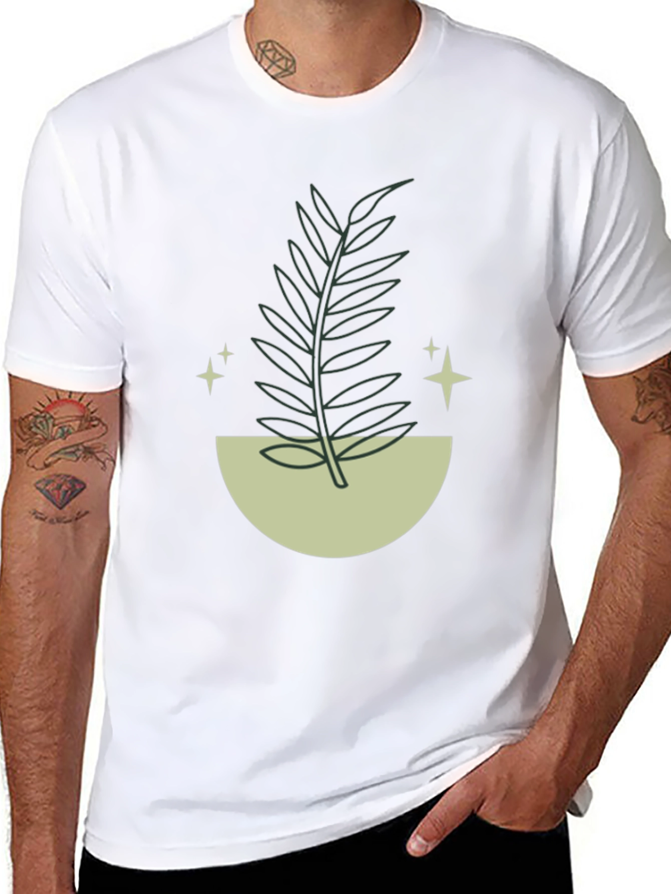 Minimalist Plant Graphic T-Shirt
