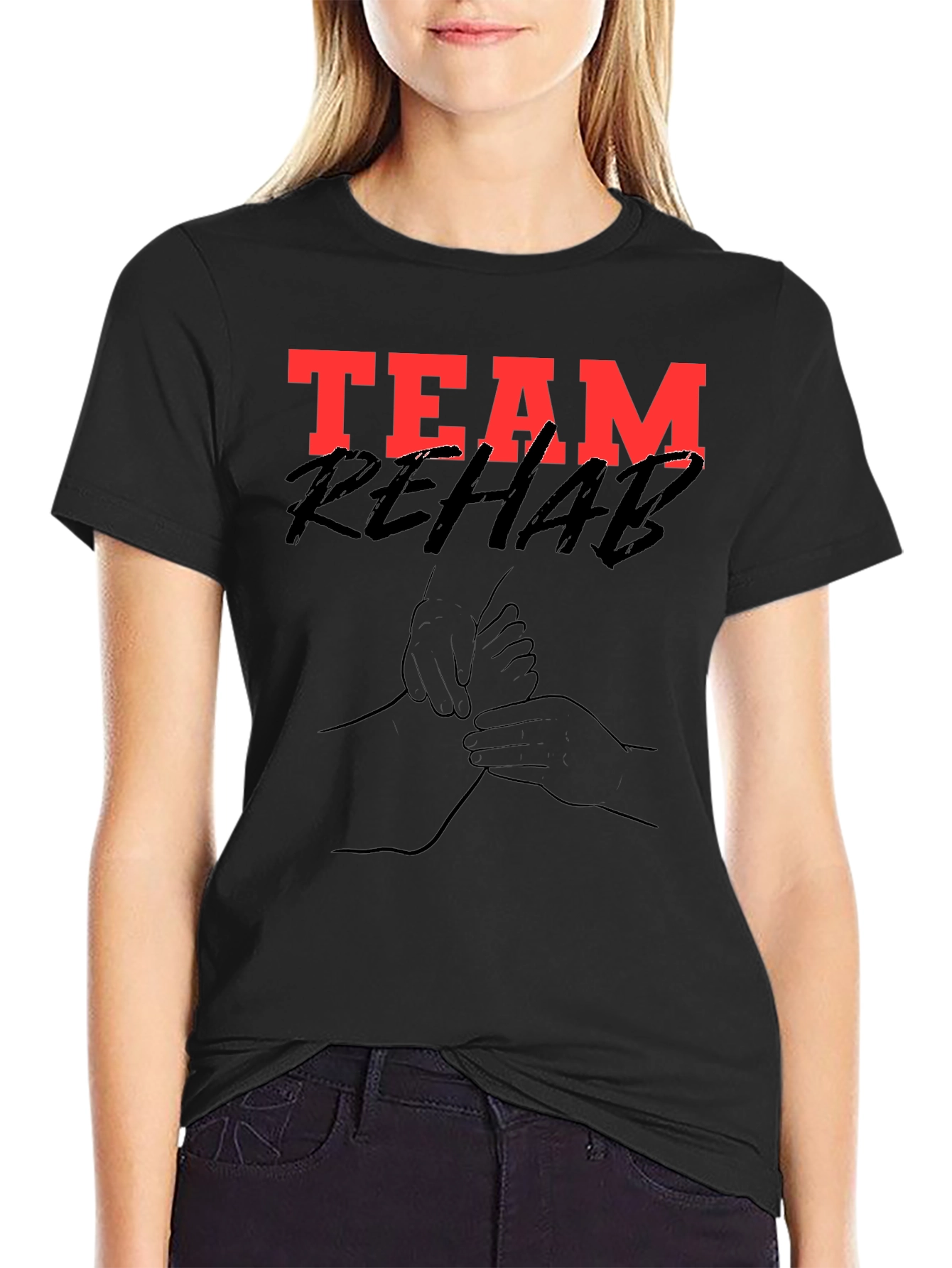 Team Rehab Graphic Tee - Black Cotton T-Shirt