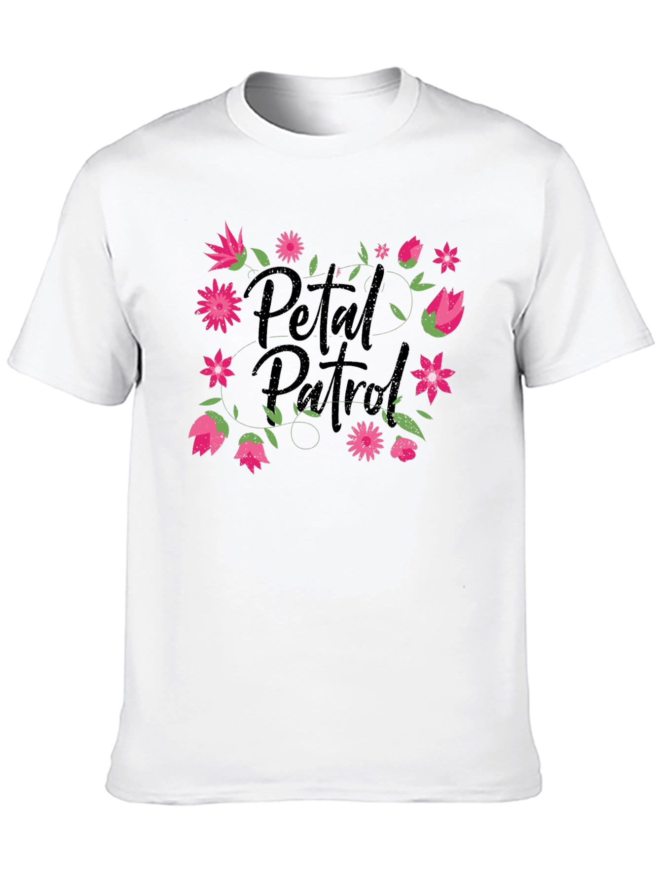 Petal Patrol Graphic Tee - Black Cotton T-Shirt
