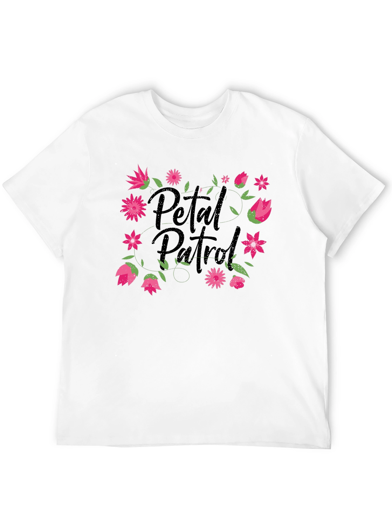 Petal Patrol Graphic Tee - Black Cotton T-Shirt