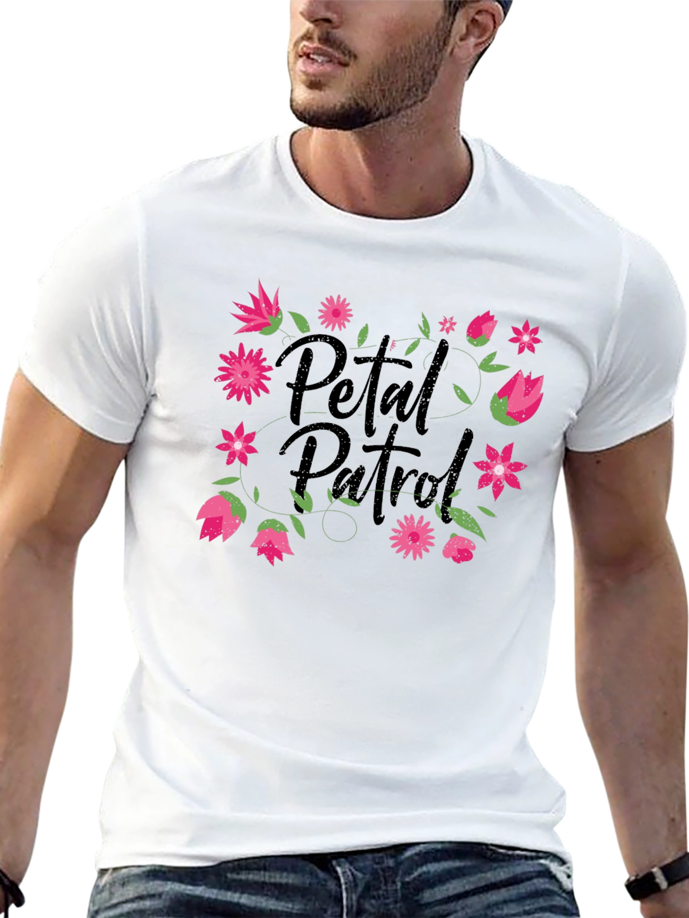 Petal Patrol Graphic Tee - Black Cotton T-Shirt