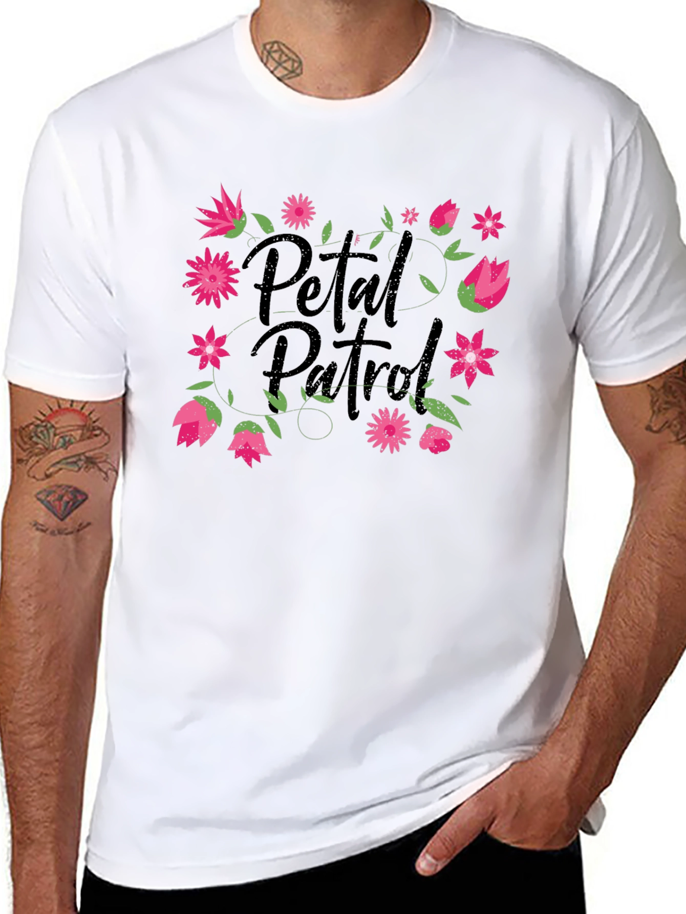 Petal Patrol Graphic Tee - Black Cotton T-Shirt