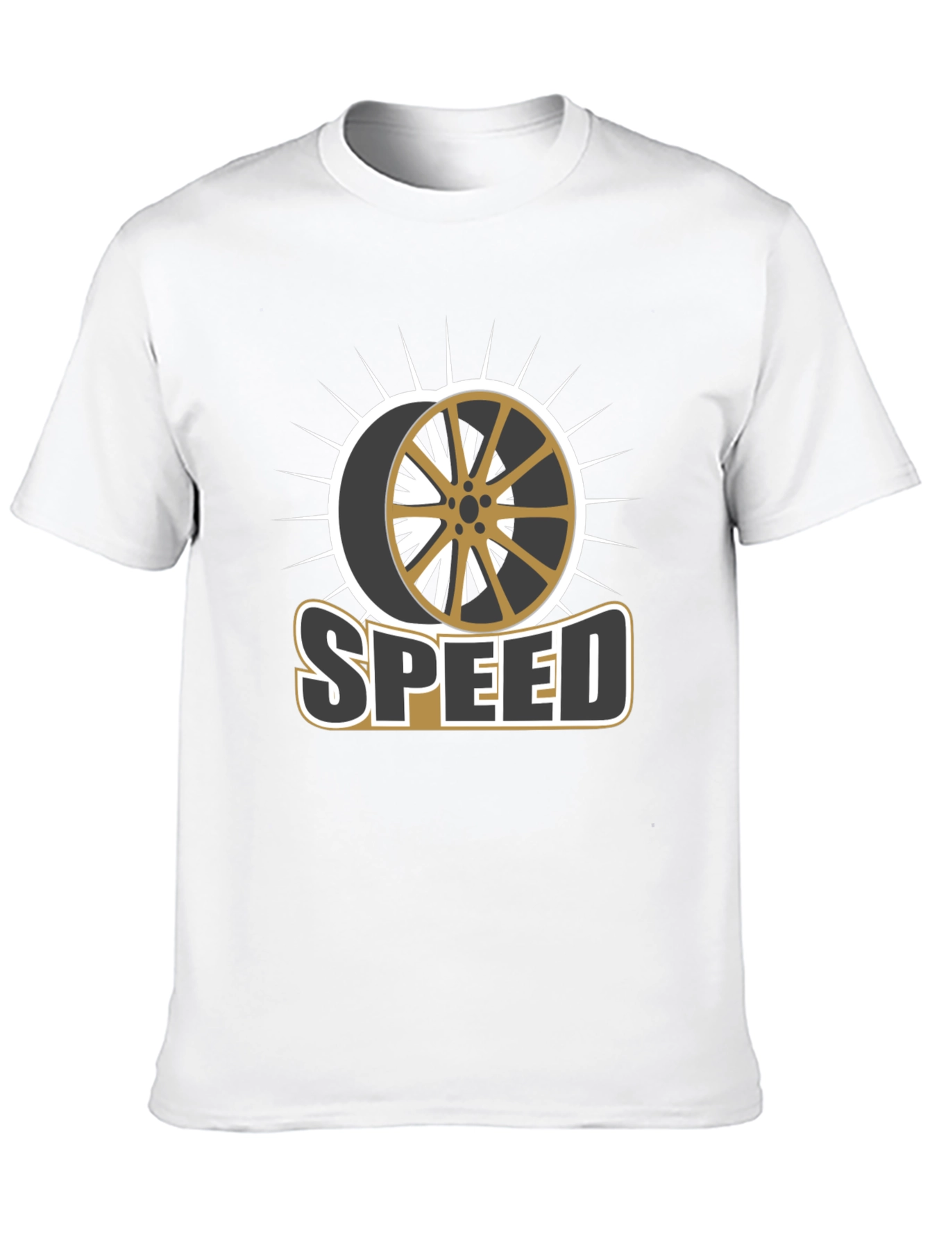 Stylish Speed Wheel Graphic Black T-Shirt