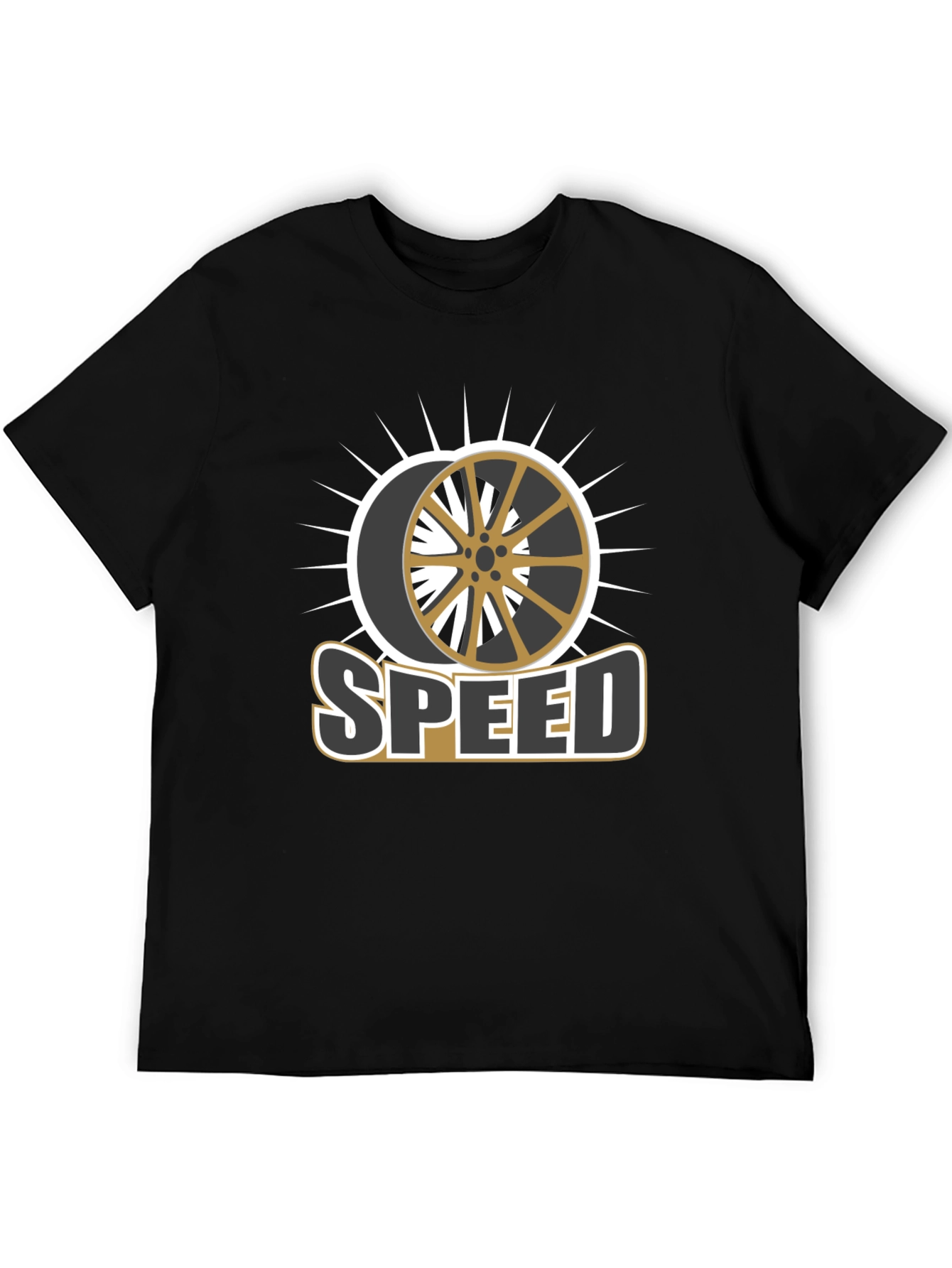 Stylish Speed Wheel Graphic Black T-Shirt