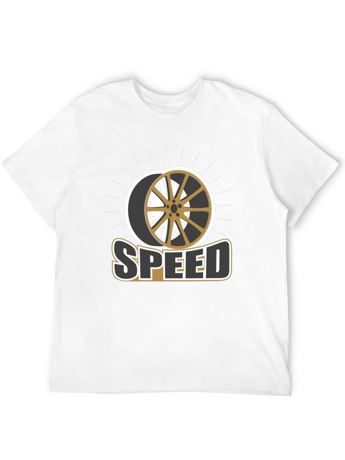 Stylish Speed Wheel Graphic Black T-Shirt