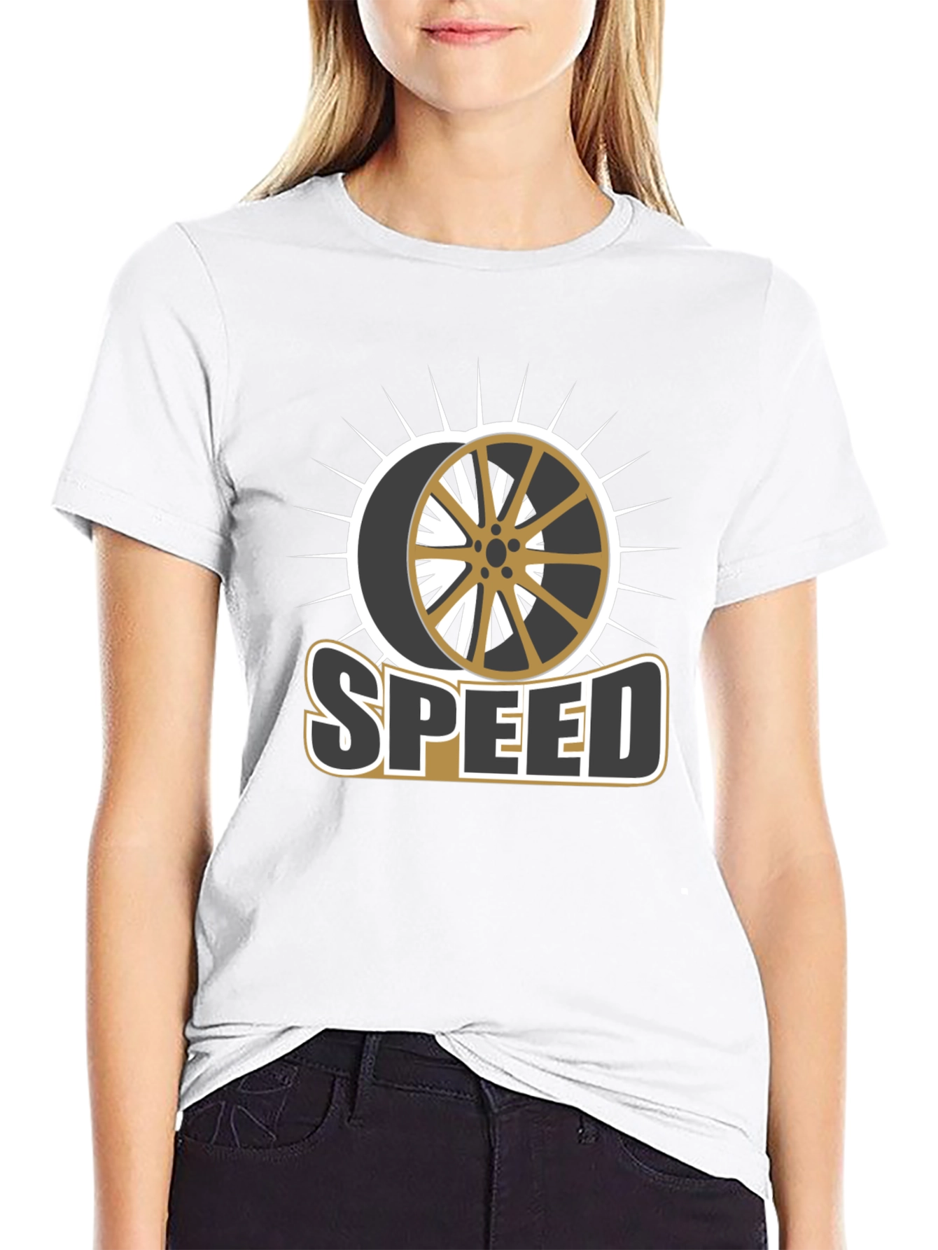 Stylish Speed Wheel Graphic Black T-Shirt