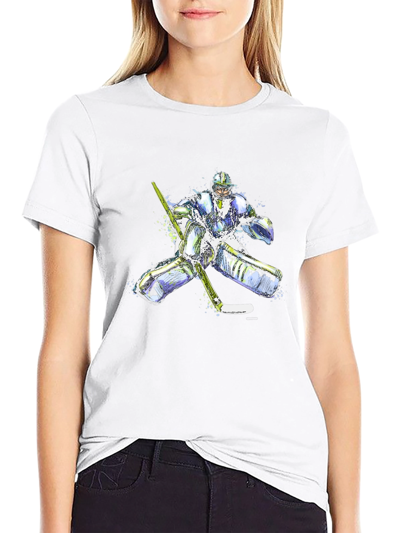 Hockey Goalie Graphic Tee - Black Cotton T-Shirt