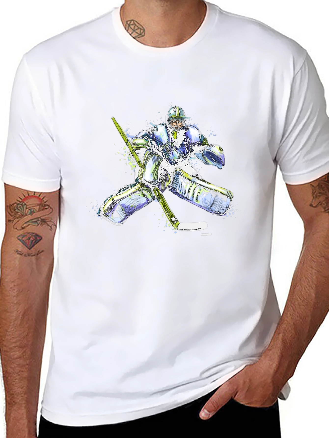Hockey Goalie Graphic Tee - Black Cotton T-Shirt