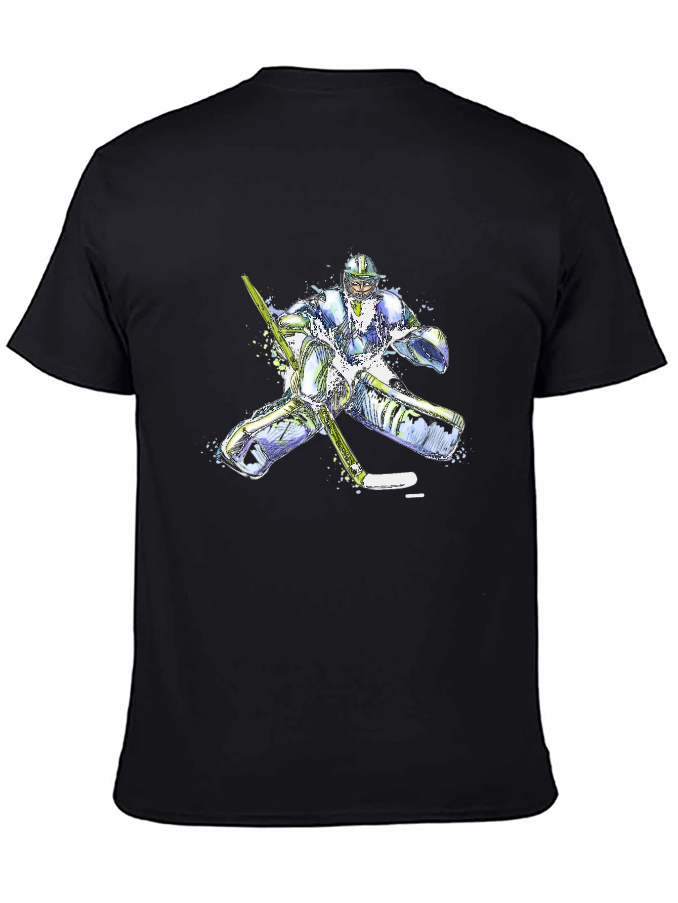 Hockey Goalie Graphic Tee - Black Cotton T-Shirt