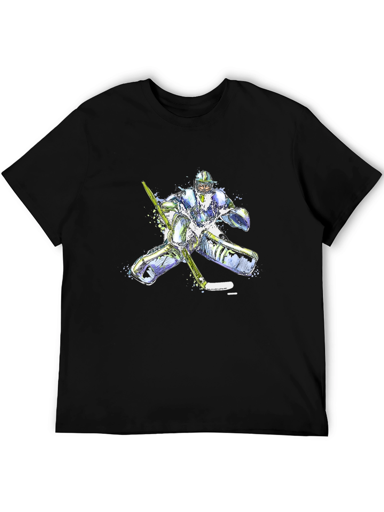Hockey Goalie Graphic Tee - Black Cotton T-Shirt