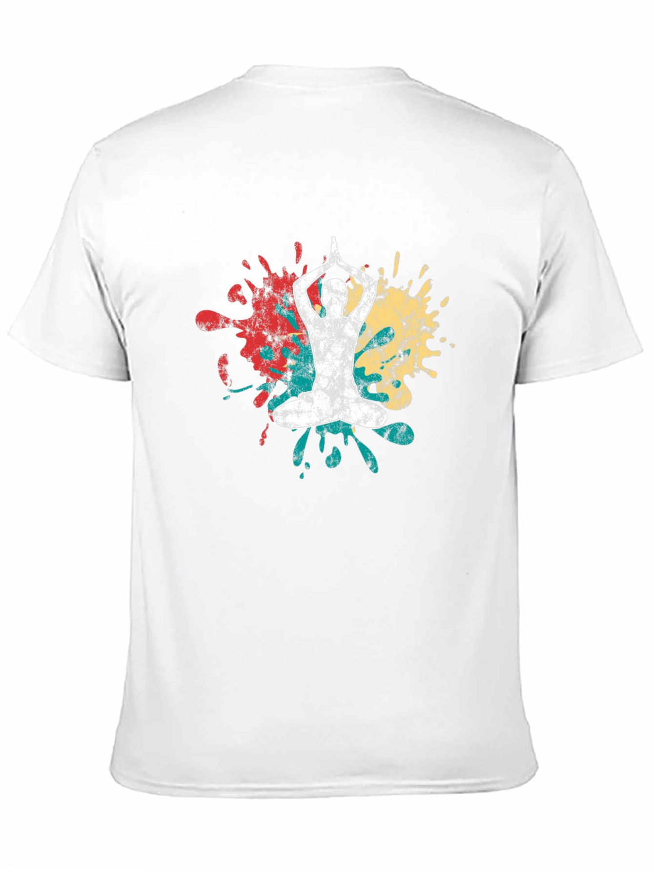 Yoga Pose Splatter Graphic Black T-Shirt