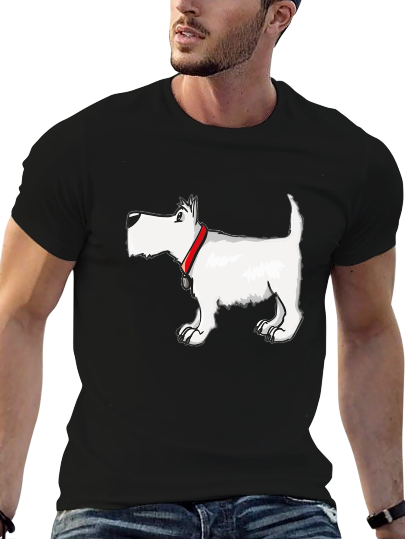 Dog Graphic Tee - Black Cotton Blend