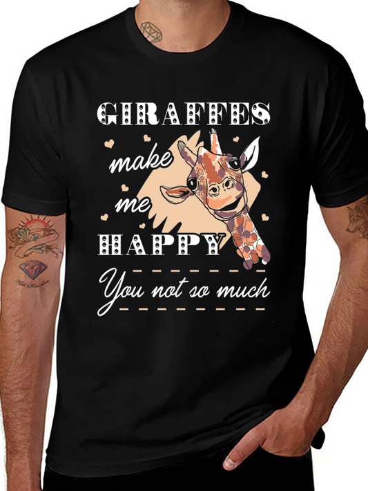 Giraffe Lover T-Shirt - Giraffes Make Me Happy Tee