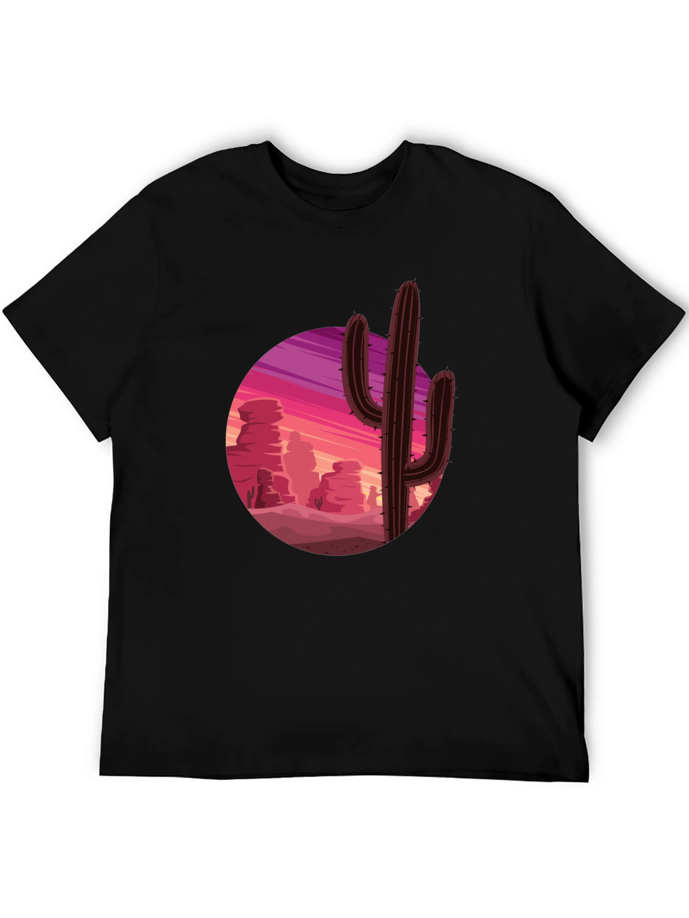 Cactus Desert Sunset Graphic Tee - Black