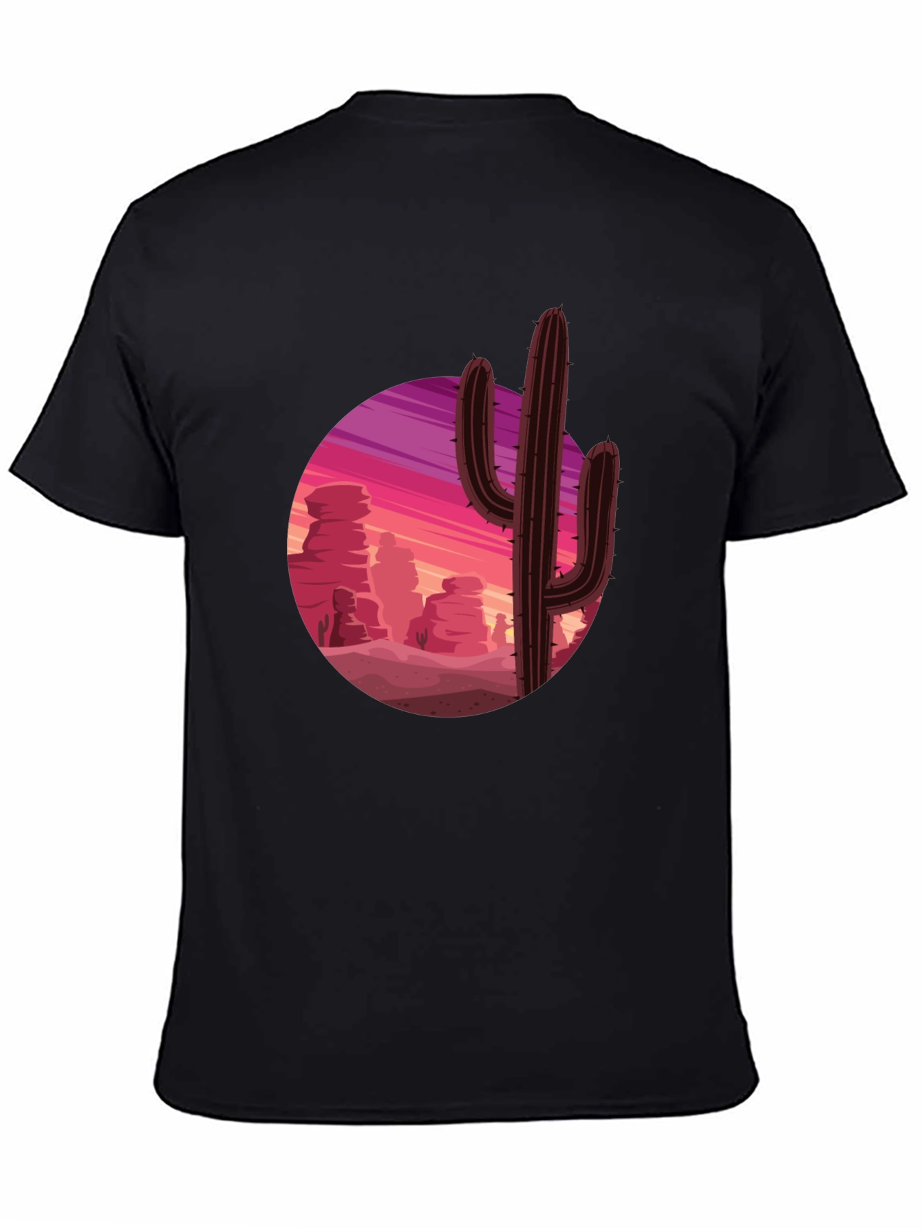 Cactus Desert Sunset Graphic Tee - Black