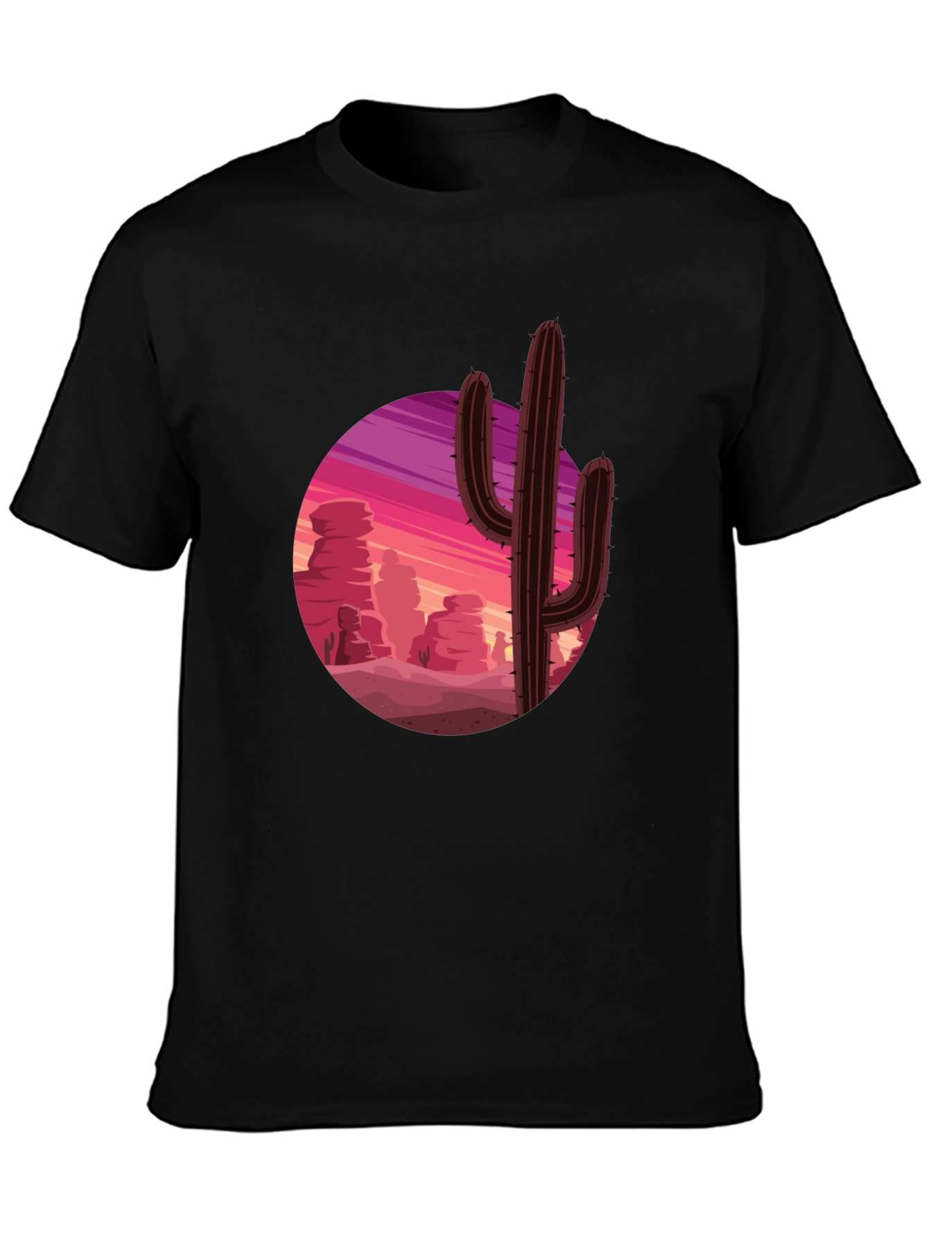Cactus Desert Sunset Graphic Tee - Black