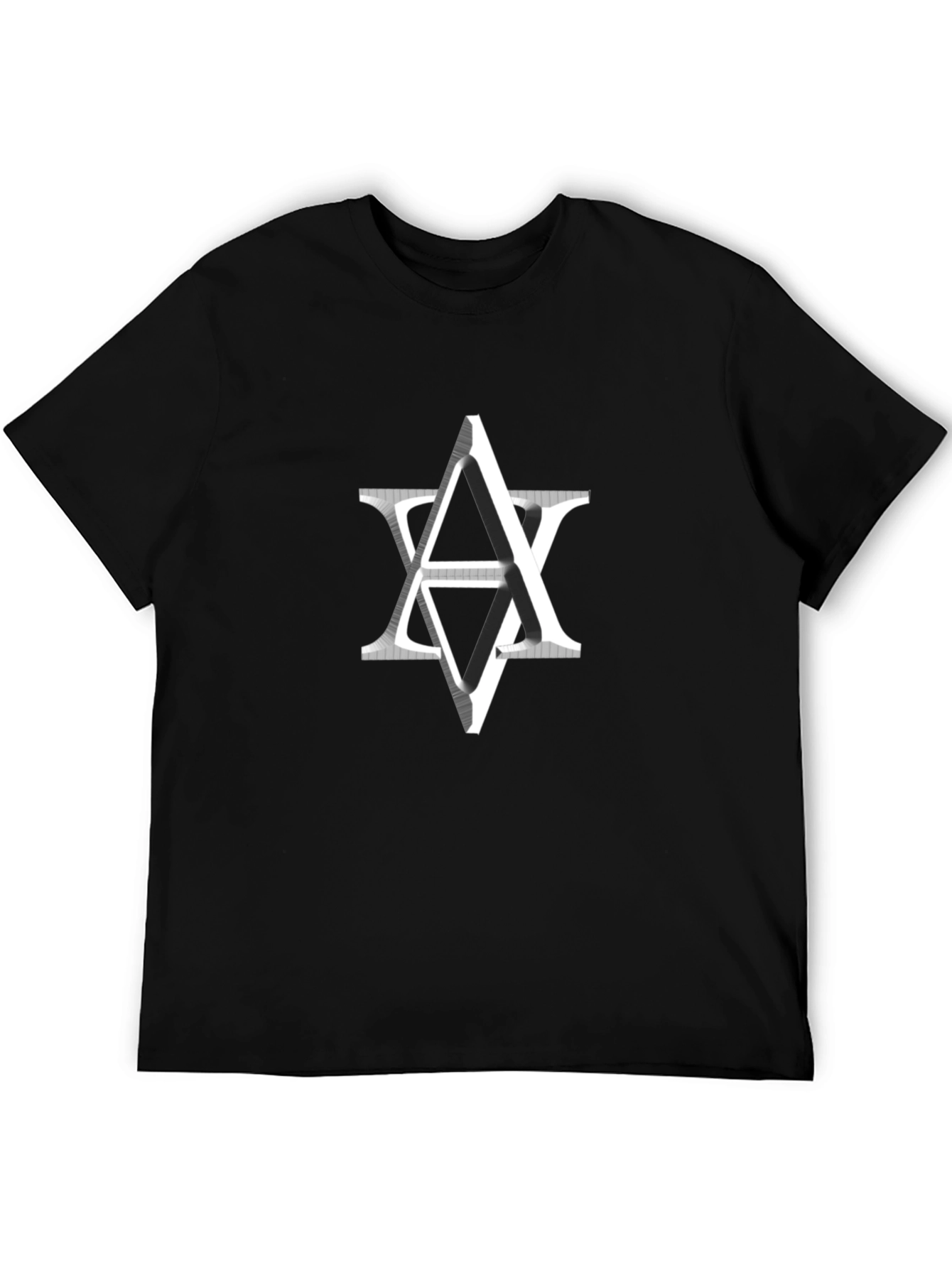 Modern Geometric Graphic Tee - Black