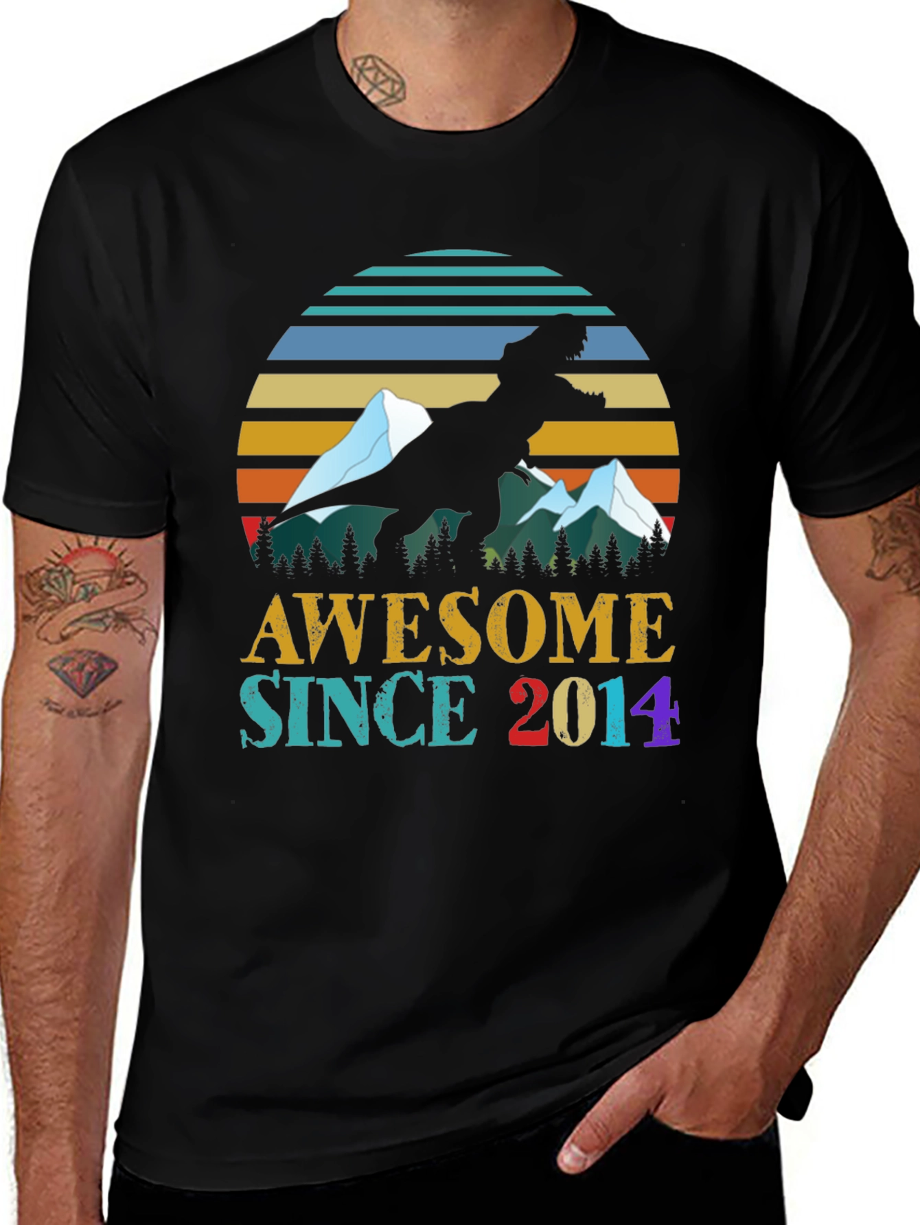 Awesome Since 2014 Dinosaur Graphic Tee