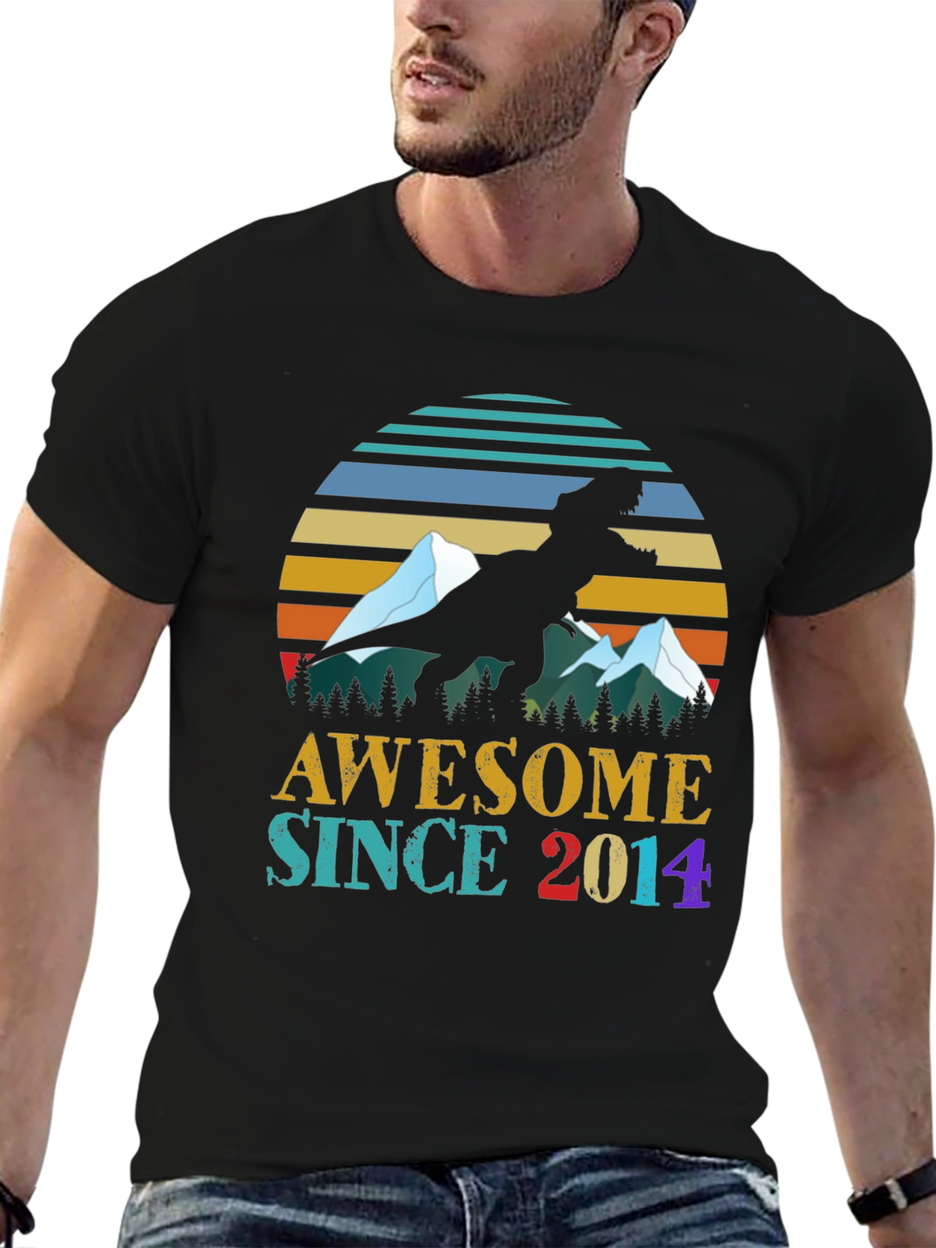 Awesome Since 2014 Dinosaur Graphic Tee