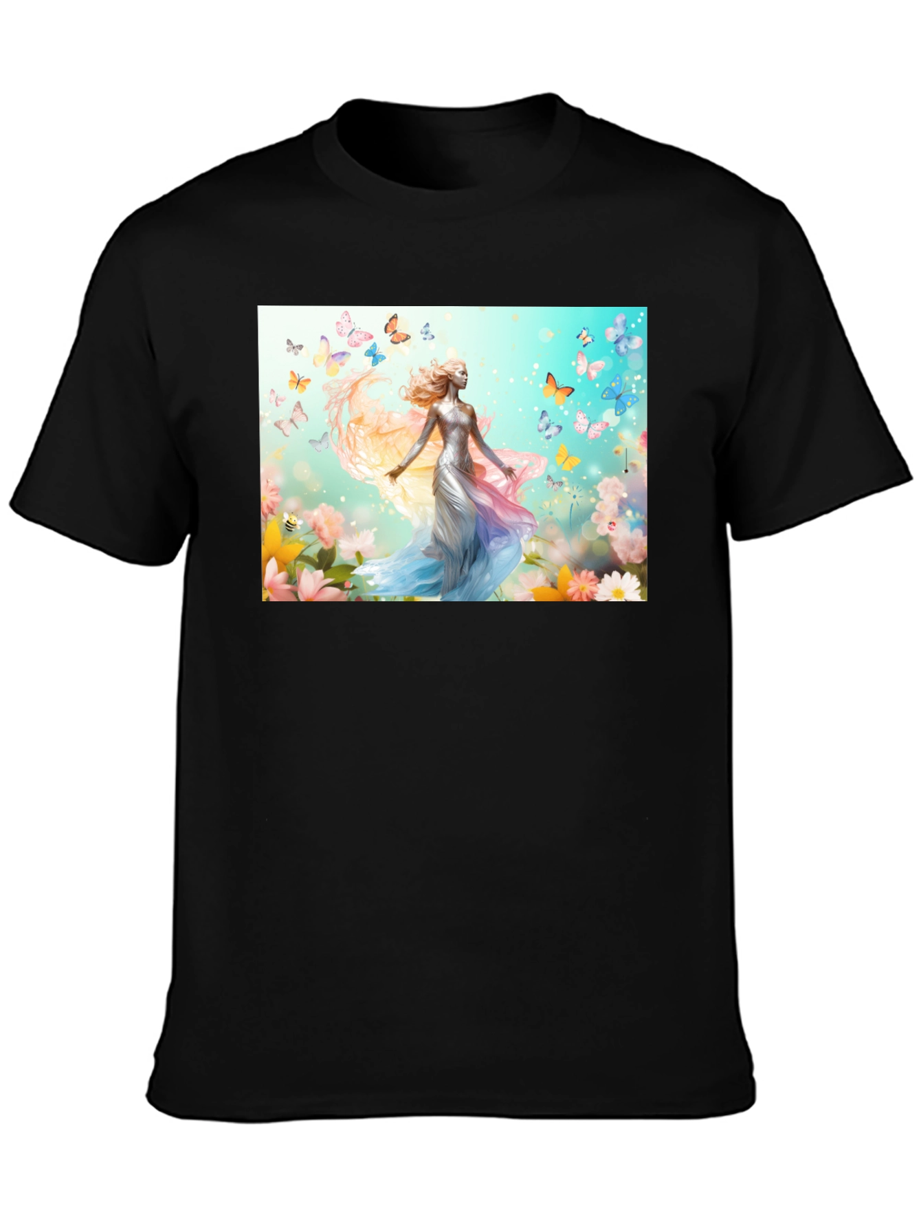 Butterfly Fairy Graphic Black T-Shirt