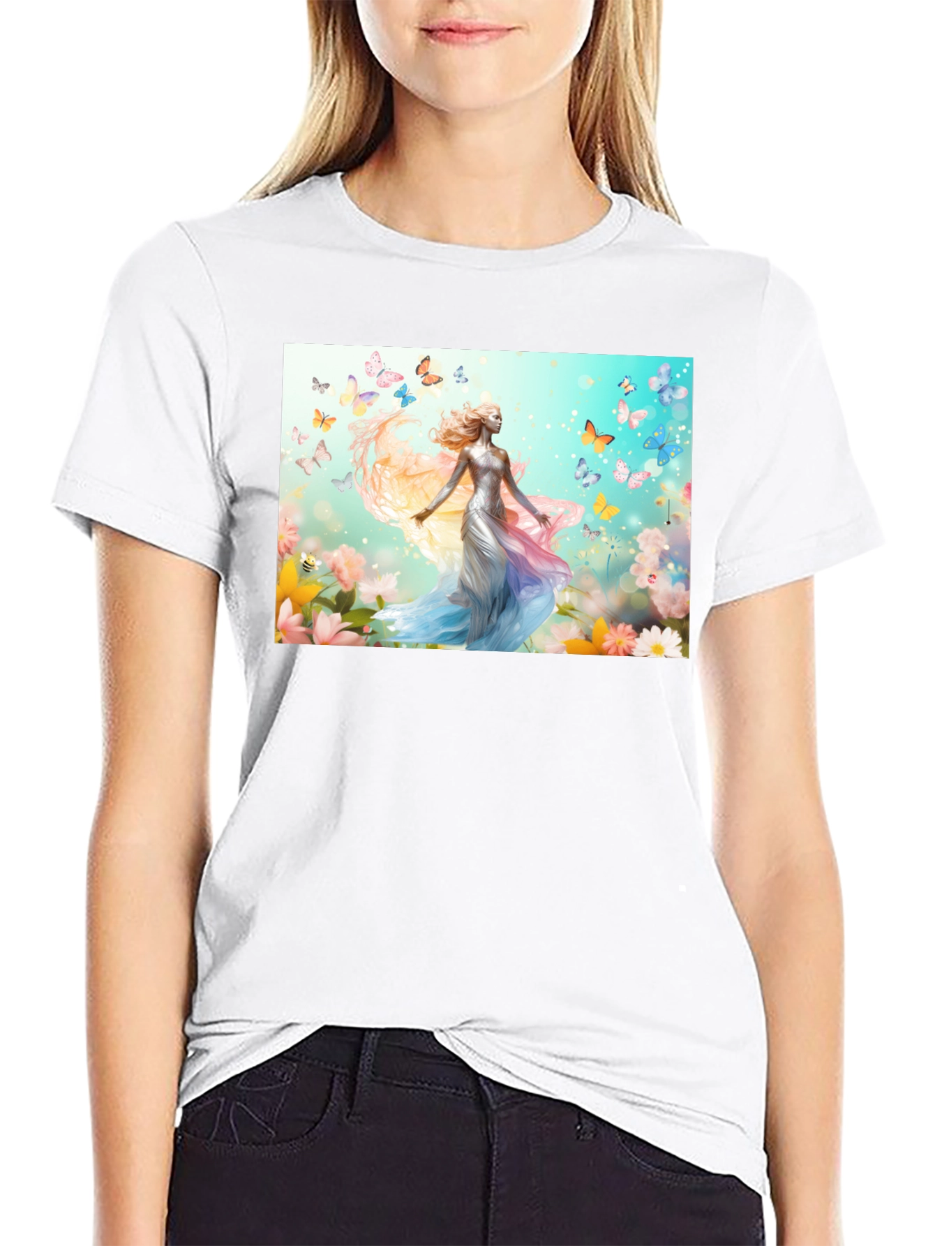 Butterfly Fairy Graphic Black T-Shirt