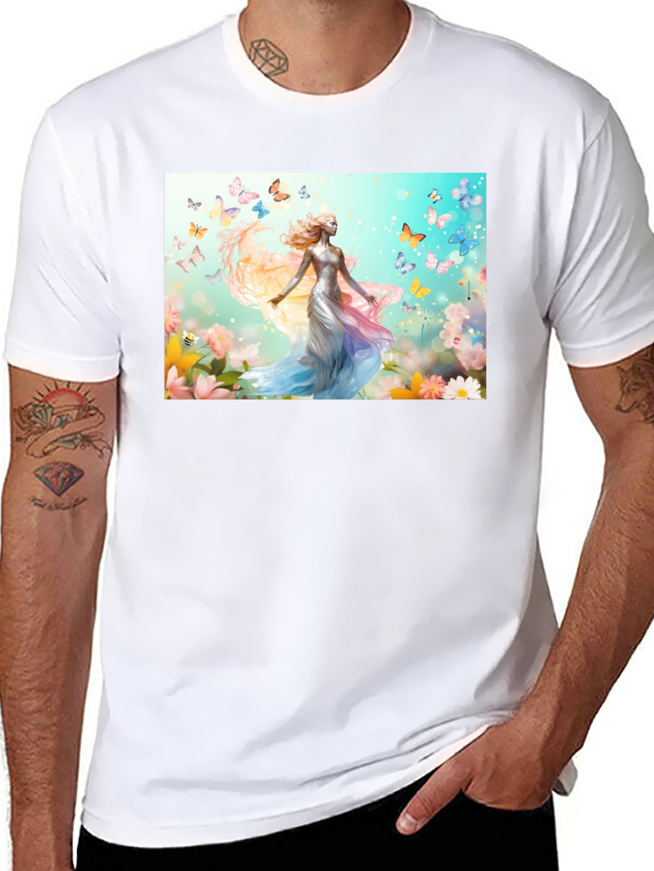 Butterfly Fairy Graphic Black T-Shirt